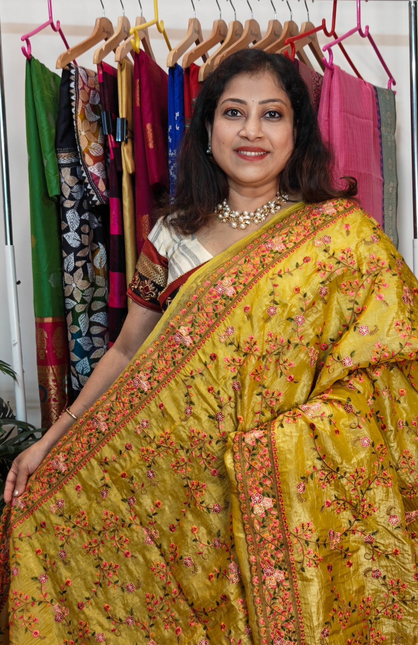 Glass Tissue Embroidered Saree-Light Mustard Yellow Glow for Your Special Day