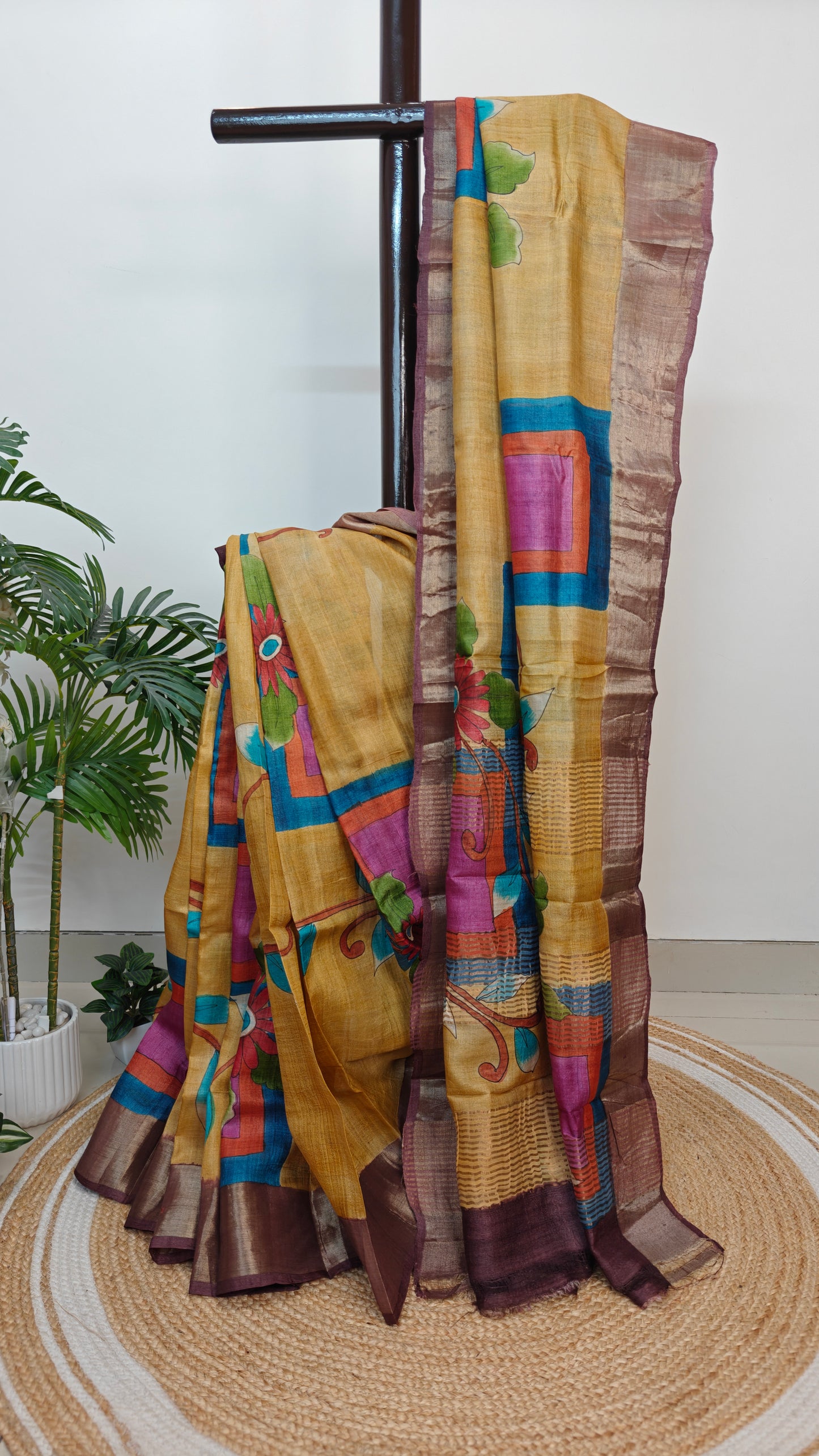 Pure Tussar Silk Hand-painted Saree