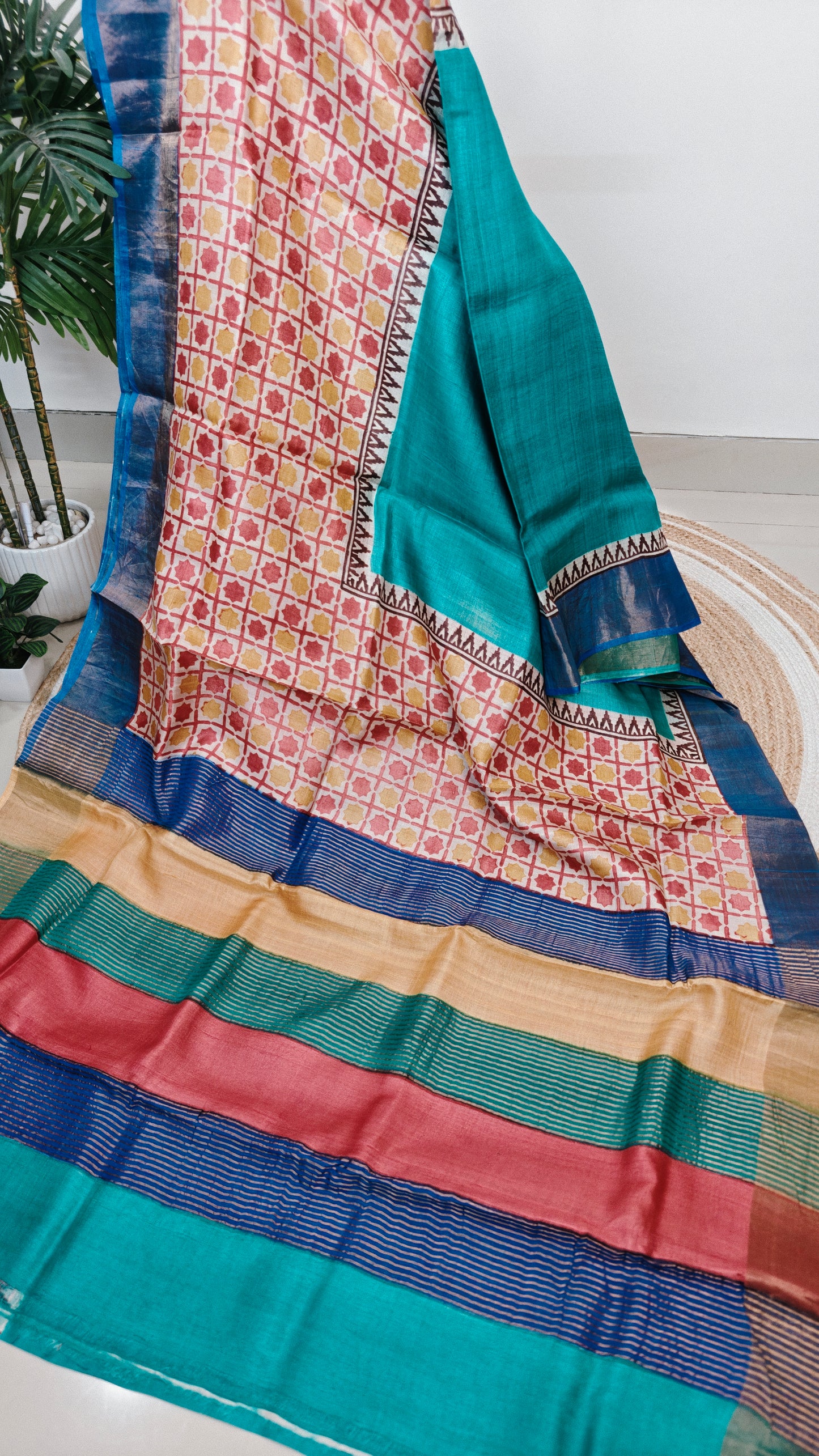 Pure Tussar Silk Hand-painted Saree