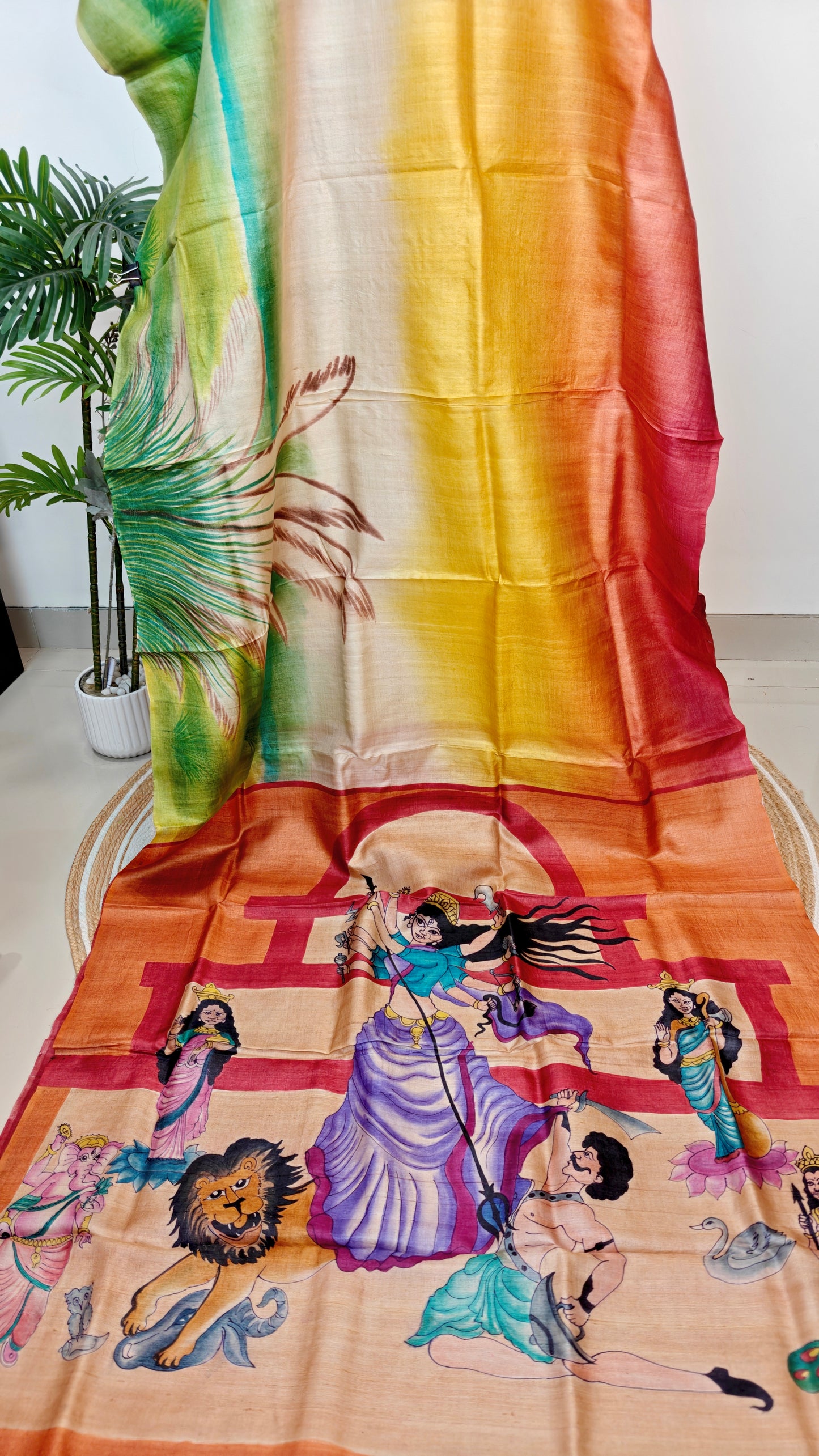 Sold out Pure Tussar Silk Hand-painted Saree