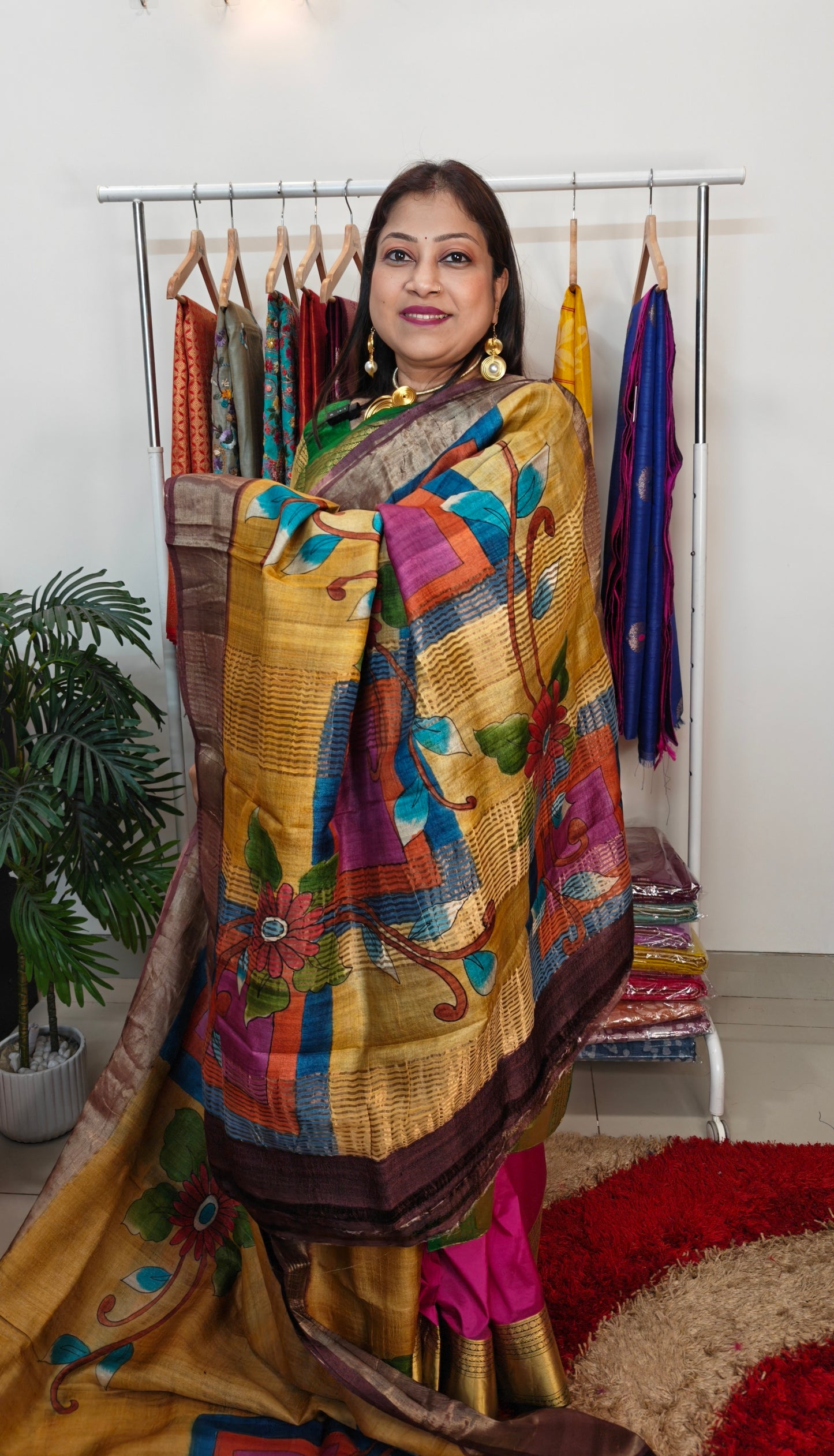 Pure Tussar Silk Hand-painted Saree