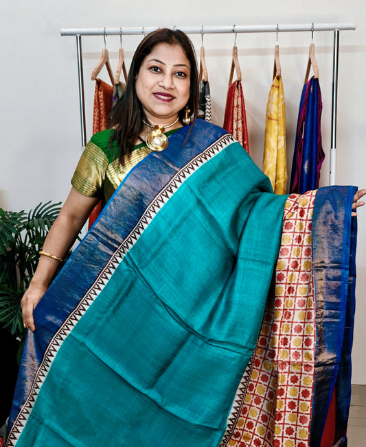 Pure Tussar Silk Hand-painted Saree