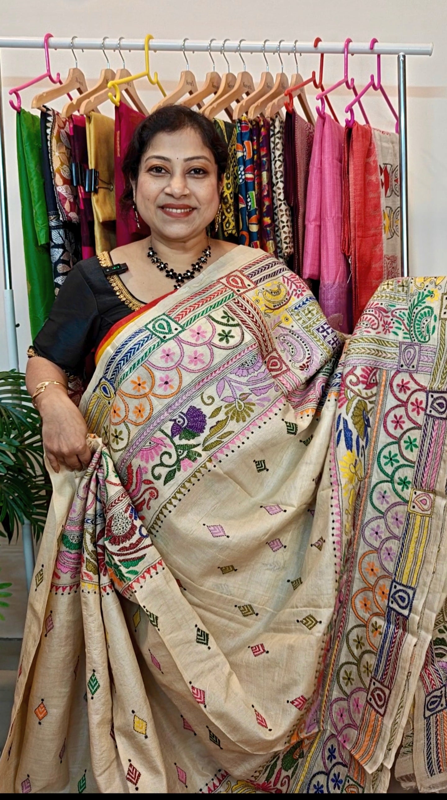 Sold out Pure Tussar Gachi by Gachi Silk Kantha Stitch Saree – A Timeless Masterpiece