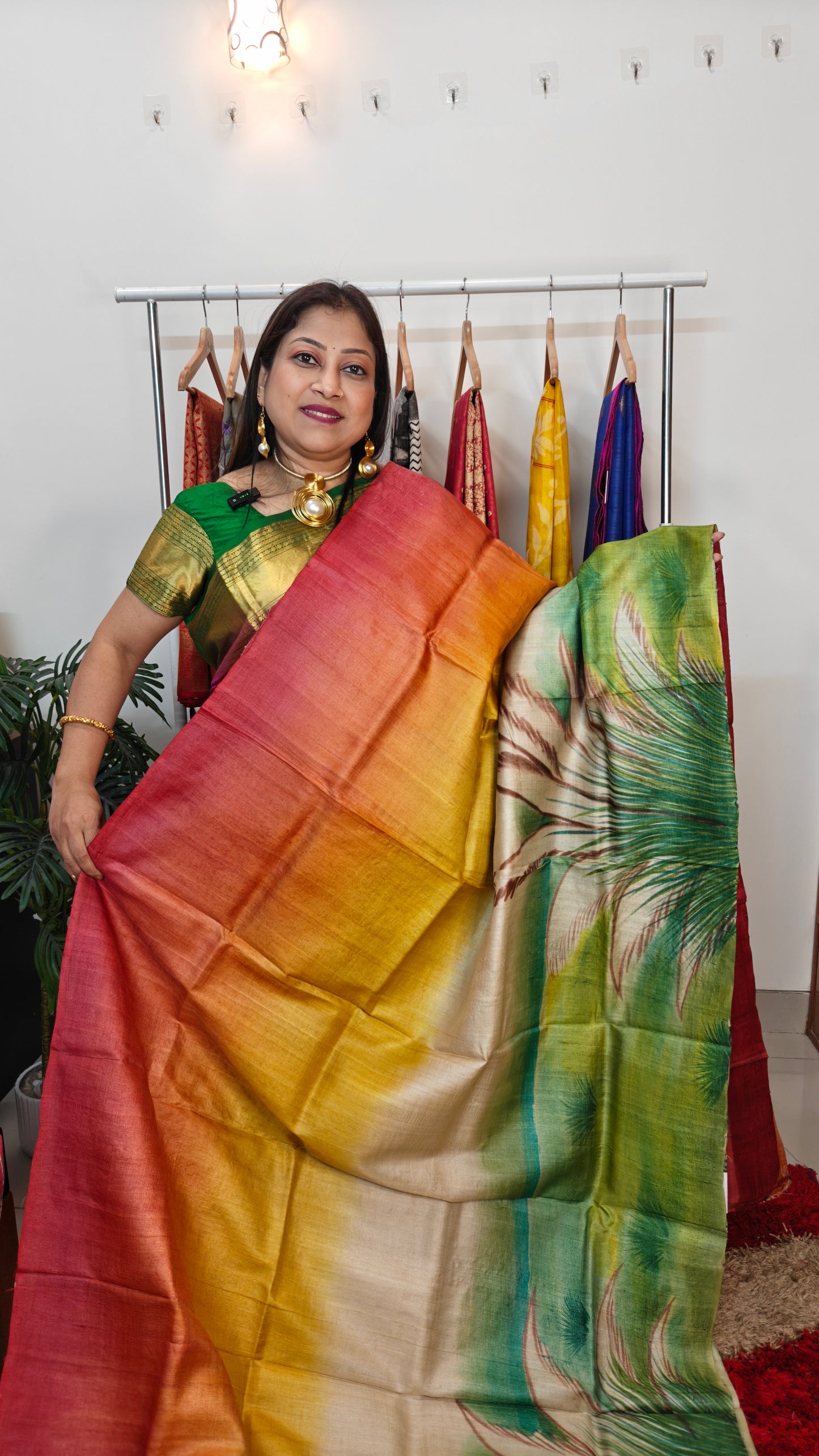 Sold out Pure Tussar Silk Hand-painted Saree