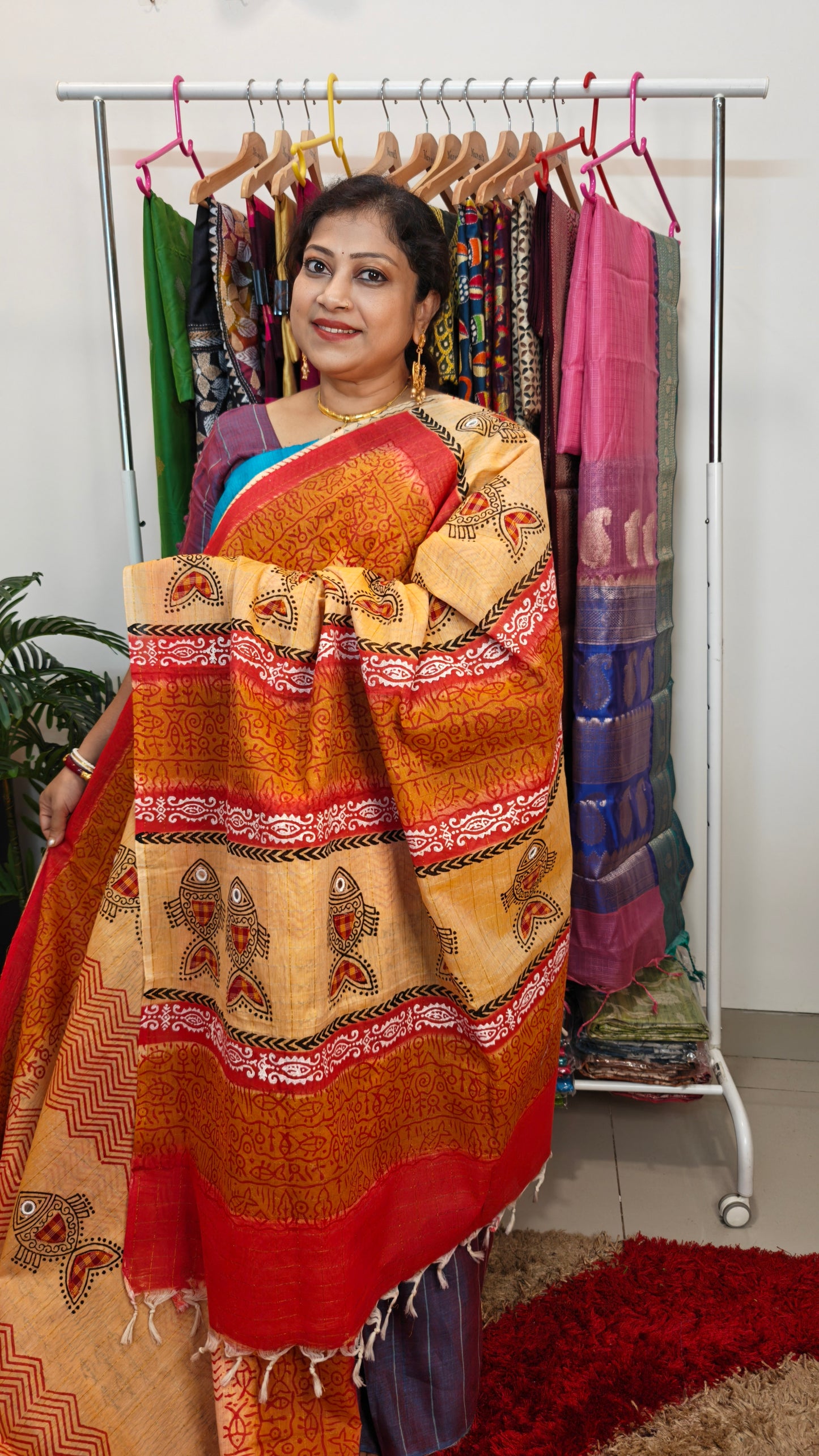 Authentic Pure Cotton Saree-with Appliqué and Kutch Embroidery