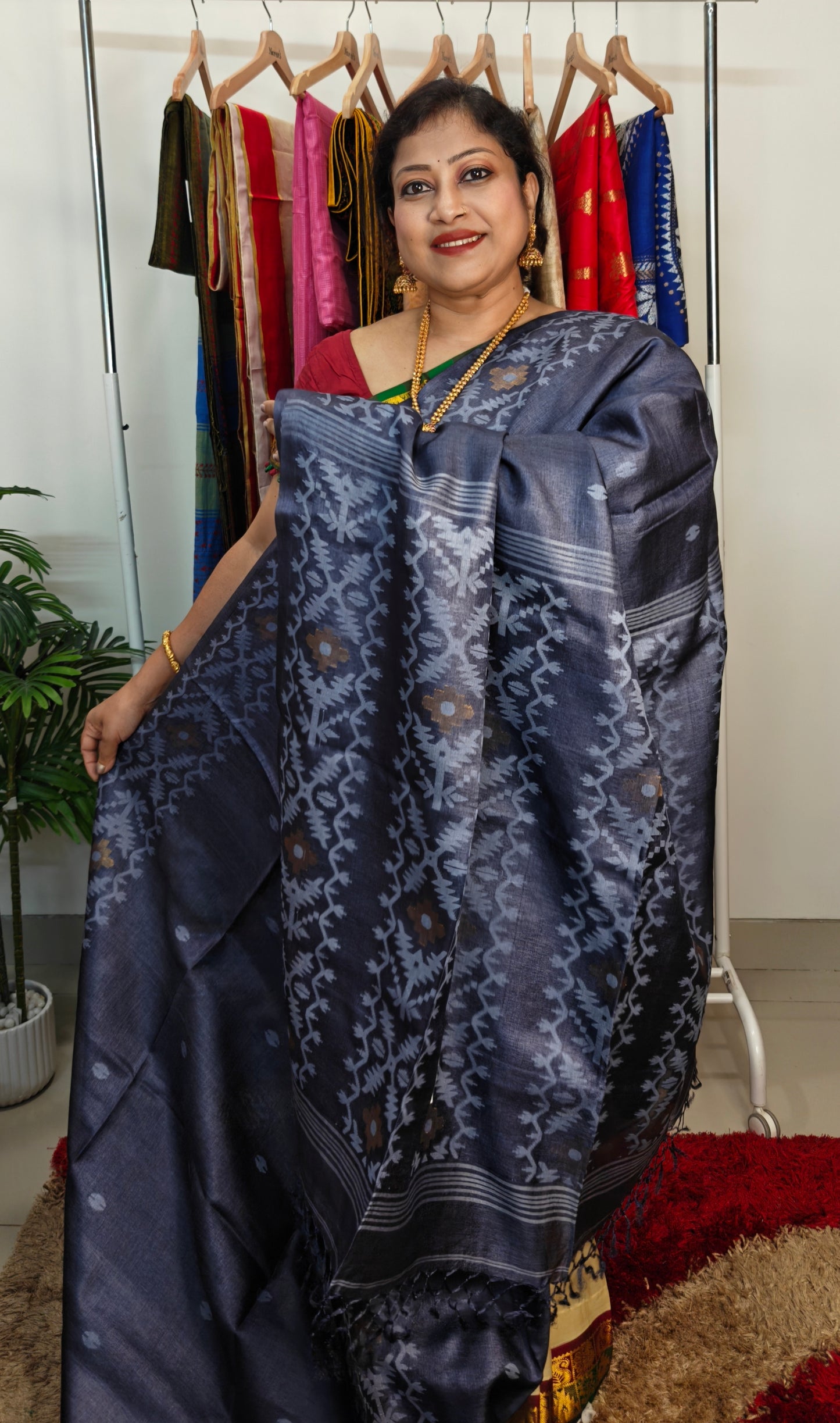 Pure Tussar Jamdani Saree – Karat Weave Elegance