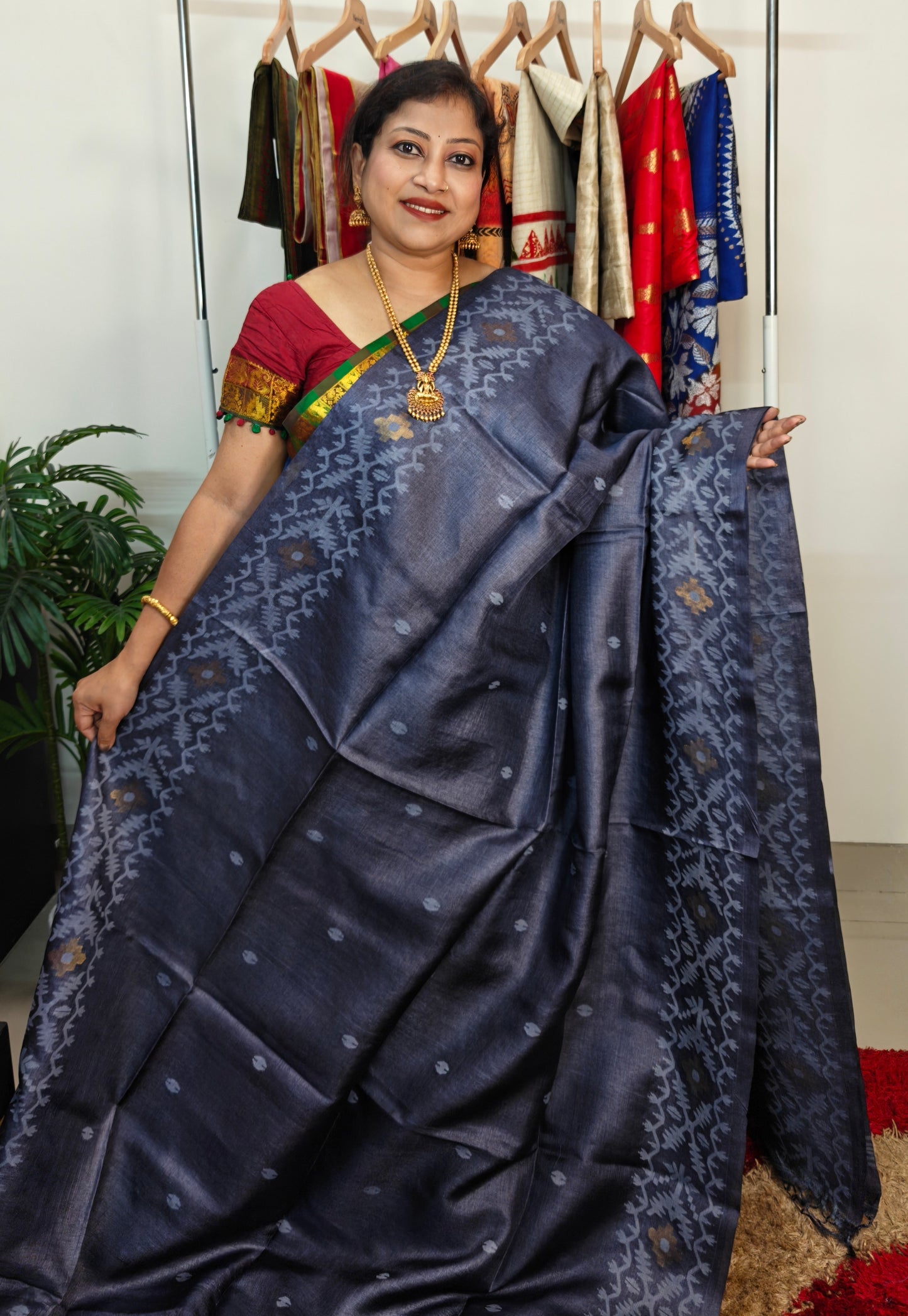 Pure Tussar Jamdani Saree – Karat Weave Elegance