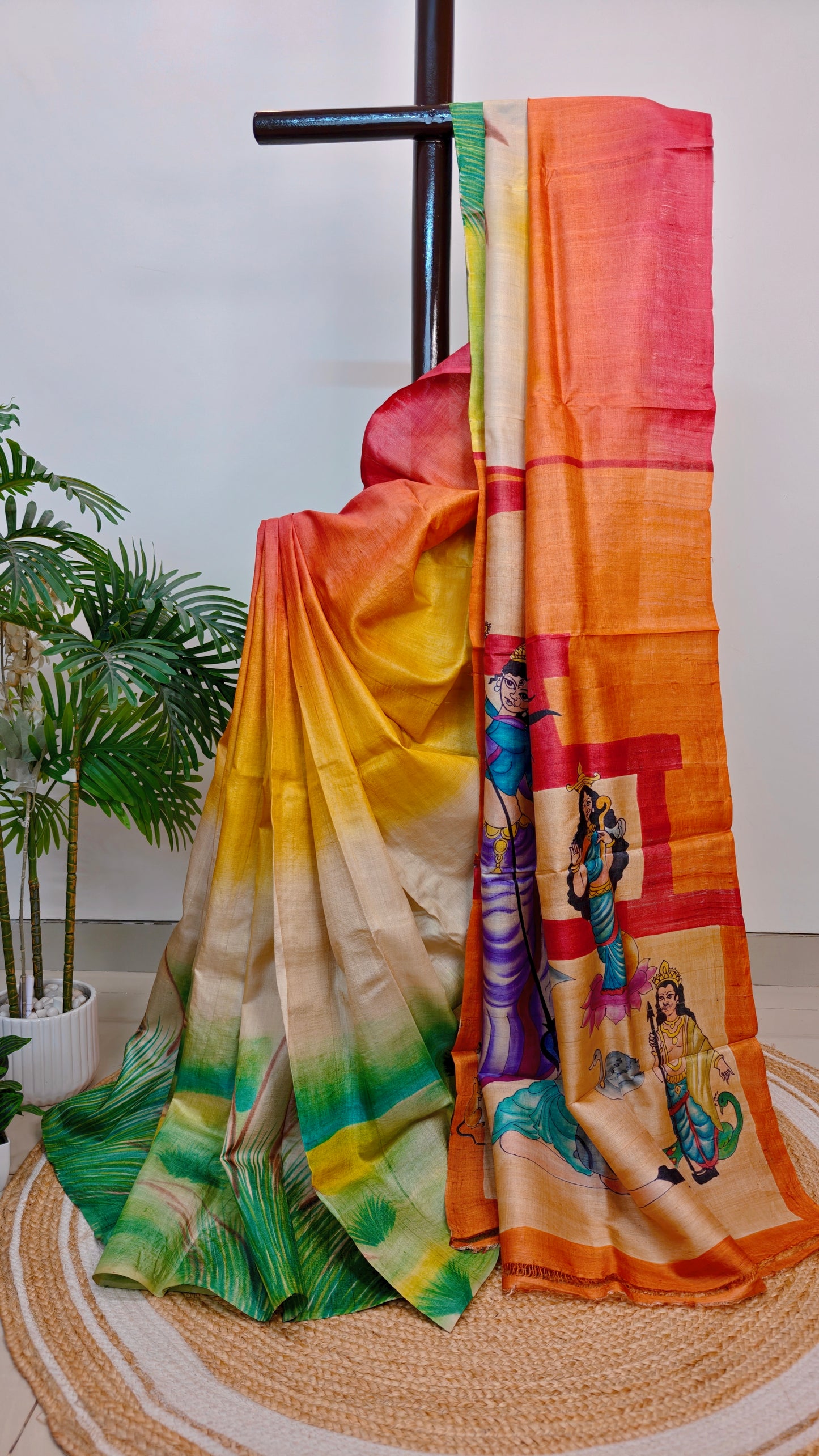 Sold out Pure Tussar Silk Hand-painted Saree