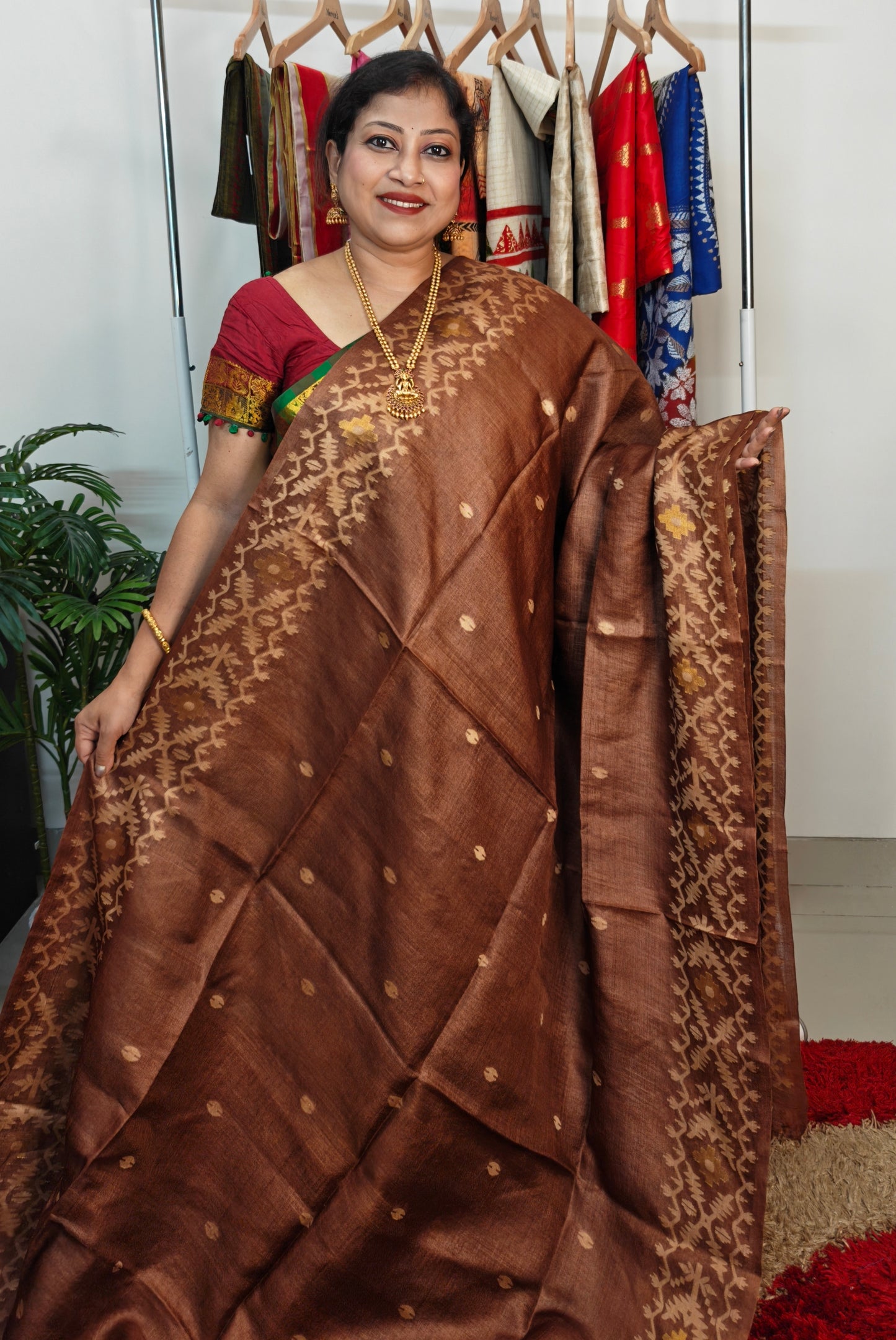 Pure Tussar Jamdani Saree – Karat Weave Elegance