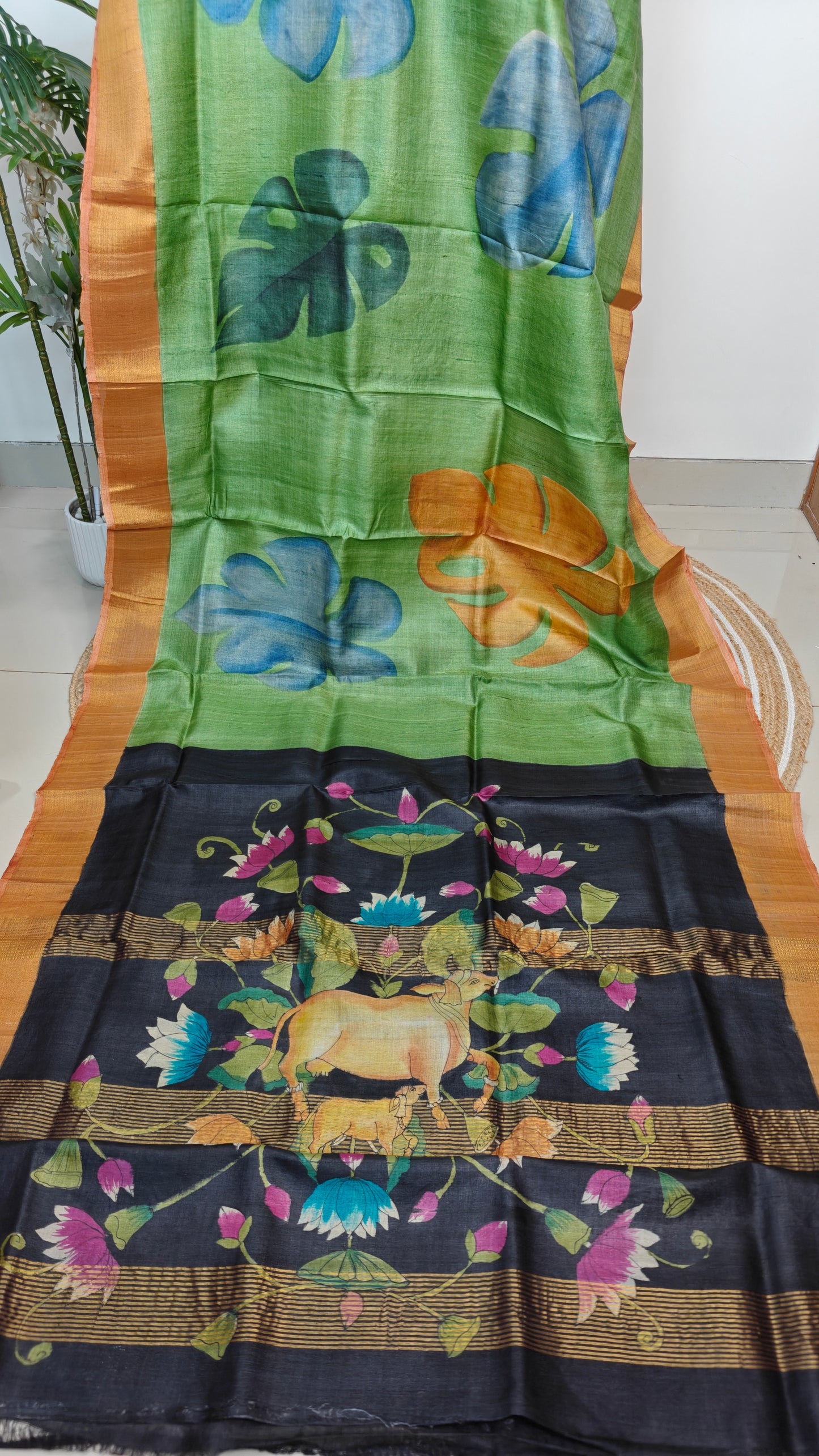 Pure Tussar Silk Hand-painted Saree