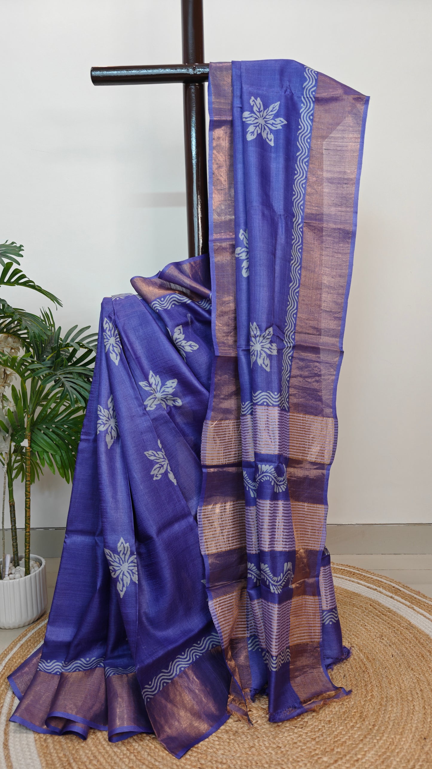 Pure Tussar Silk Hand blocked Saree