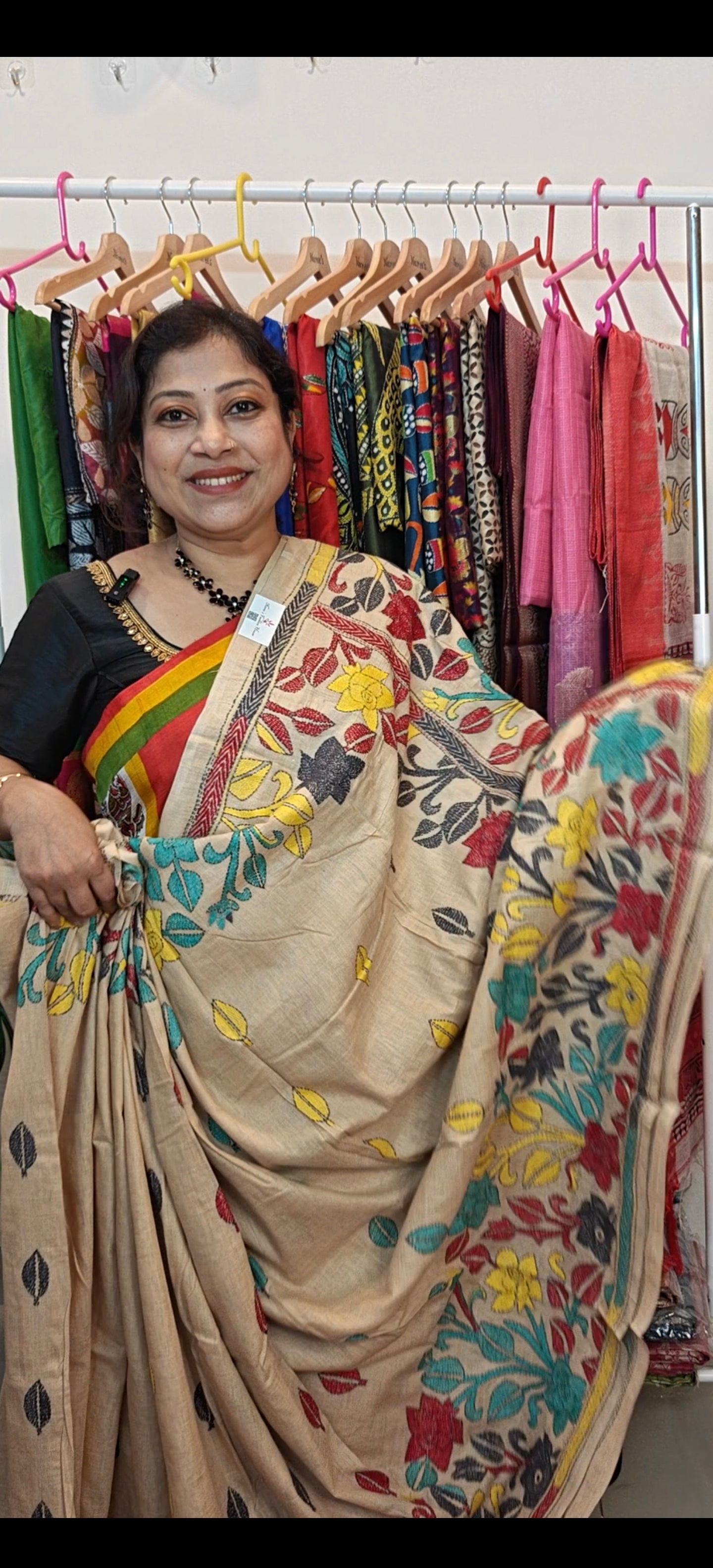 Pure Tussar Bapta  Silk Golap Kantha  Saree