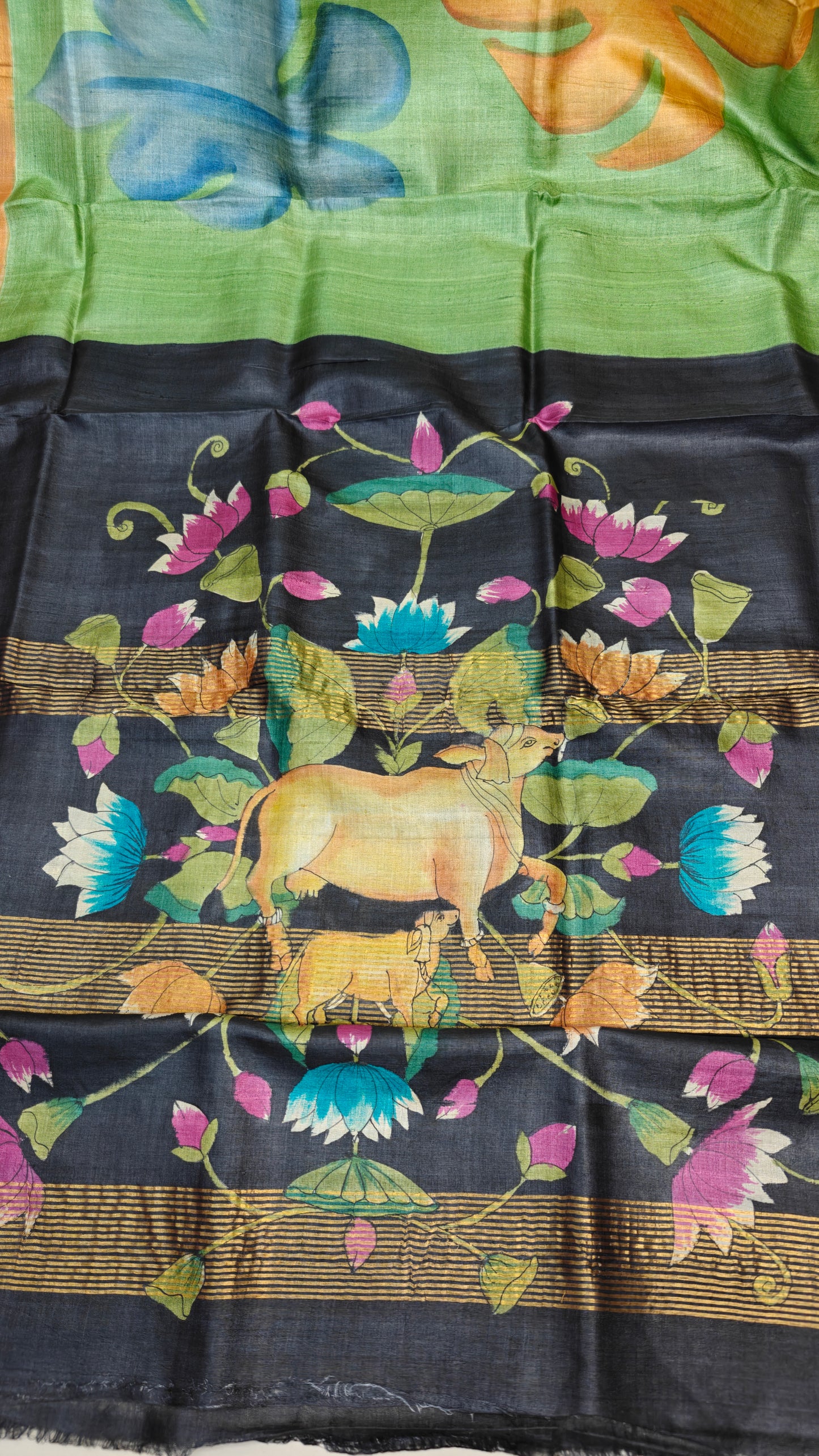 Pure Tussar Silk Hand-painted Saree
