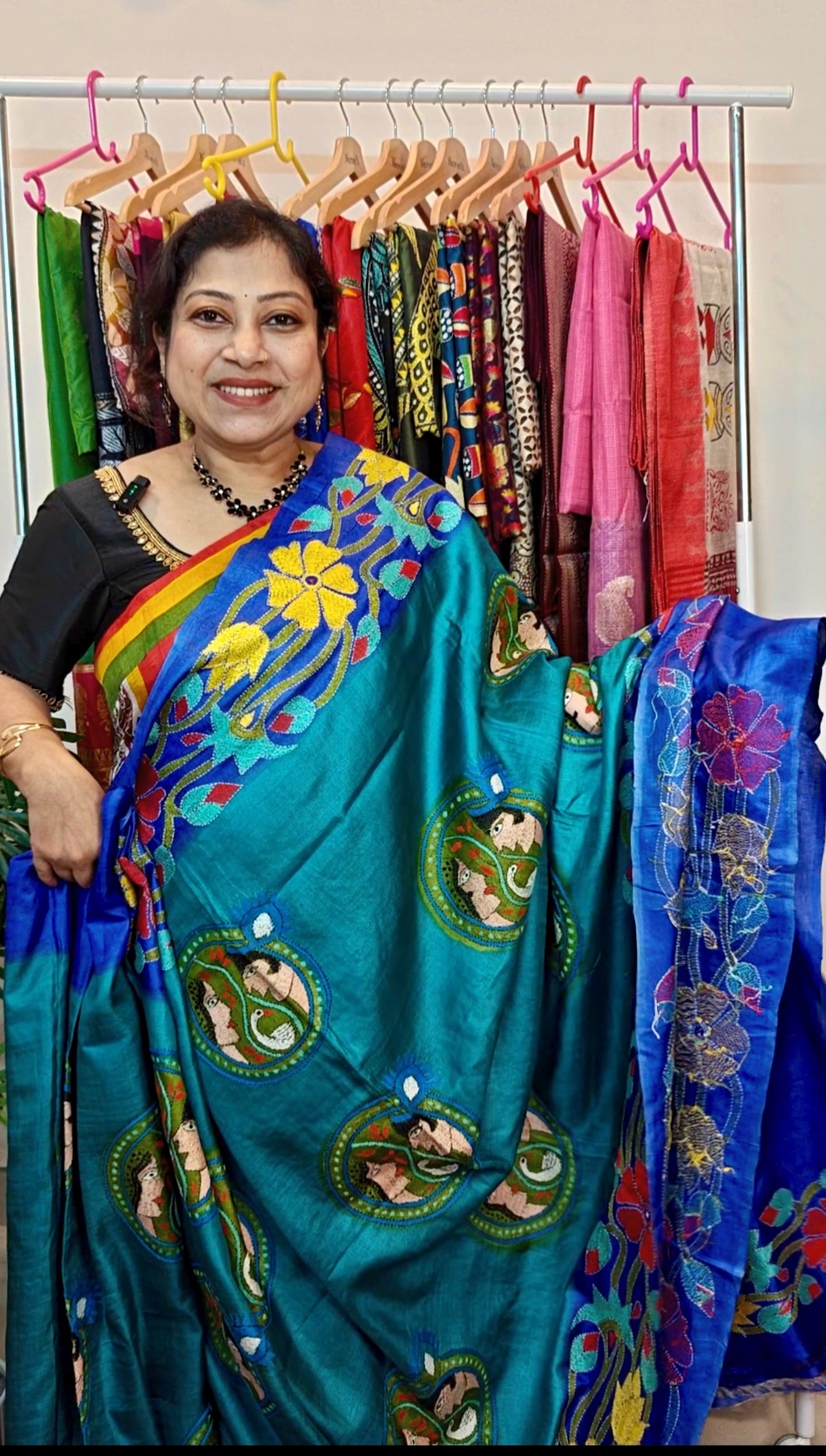 Sold out Pure Tussar Gachi Silk Kantha Stitch Saree