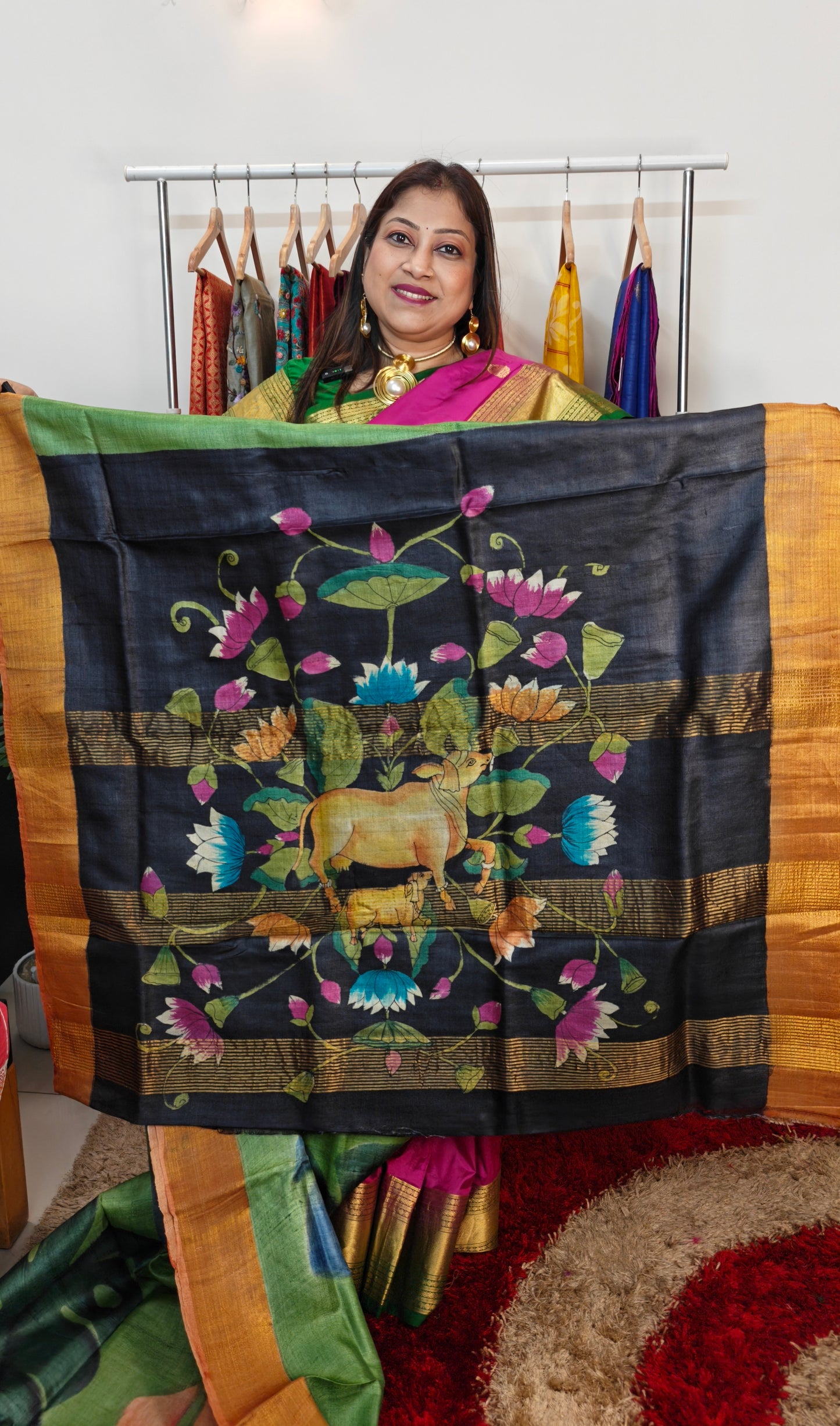 Pure Tussar Silk Hand-painted Saree