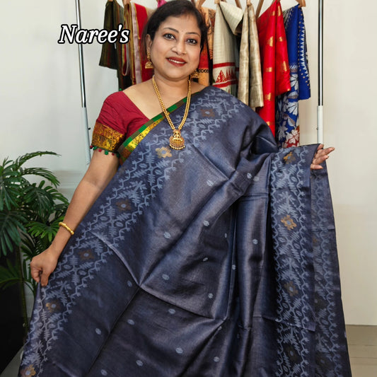 Pure Tussar Jamdani Saree – Karat Weave Elegance