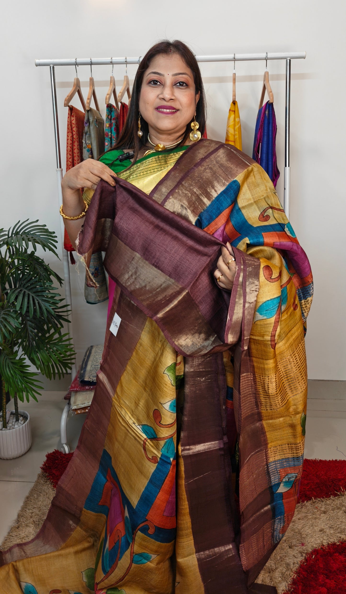 Pure Tussar Silk Hand-painted Saree