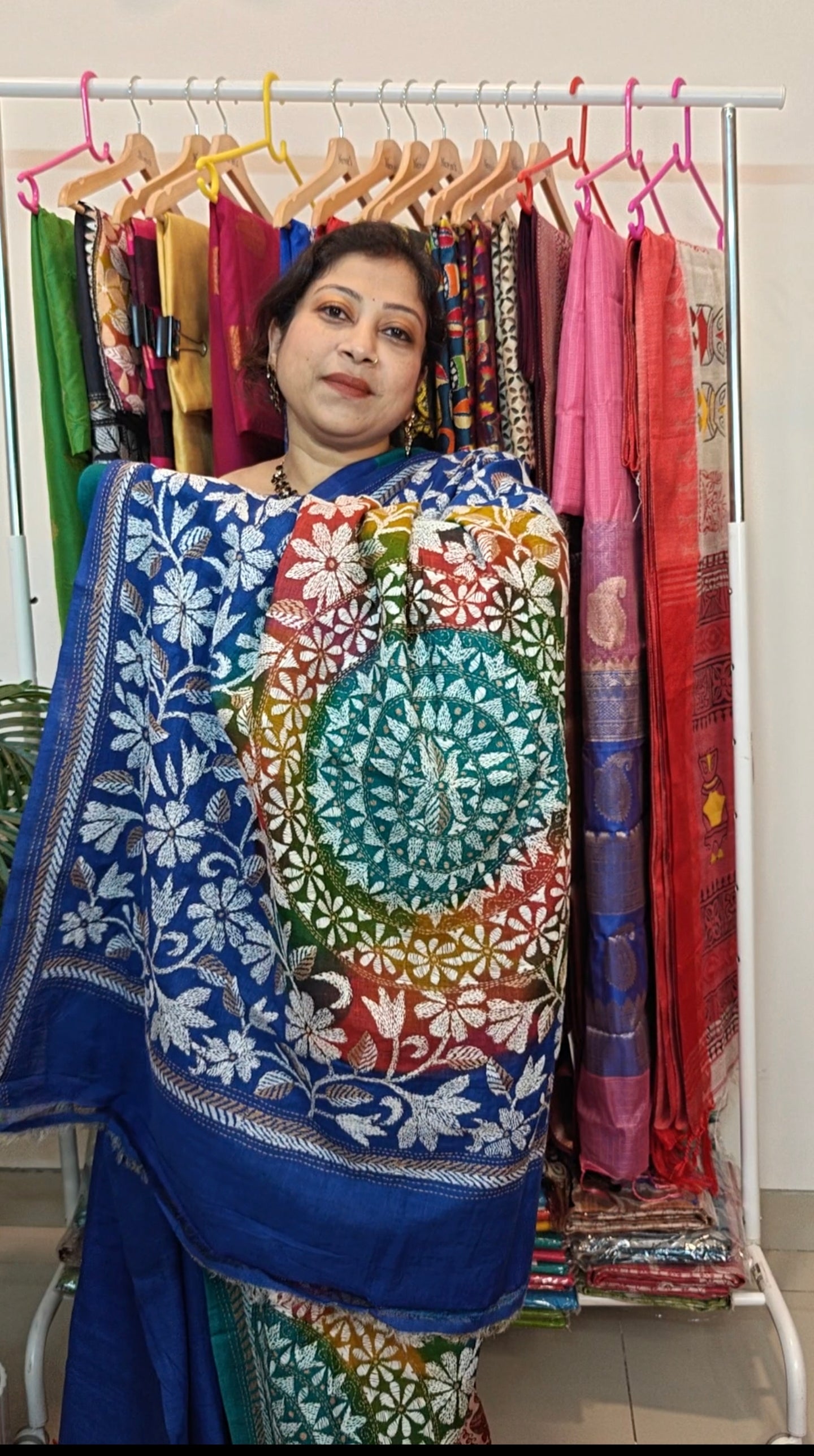 Pure Tussar Kantha Saree – Jewellery motif festive Saree