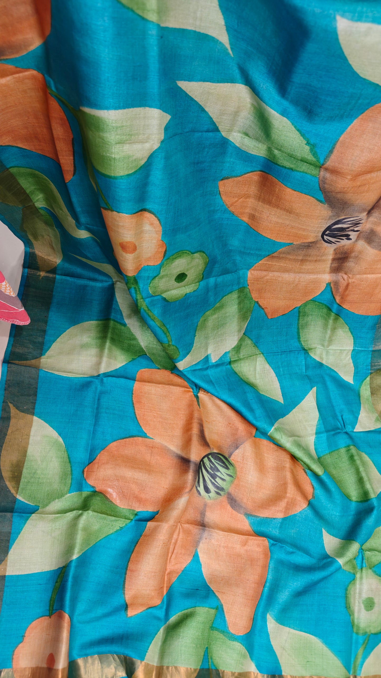 Pure Tussar Silk Hand-painted Saree