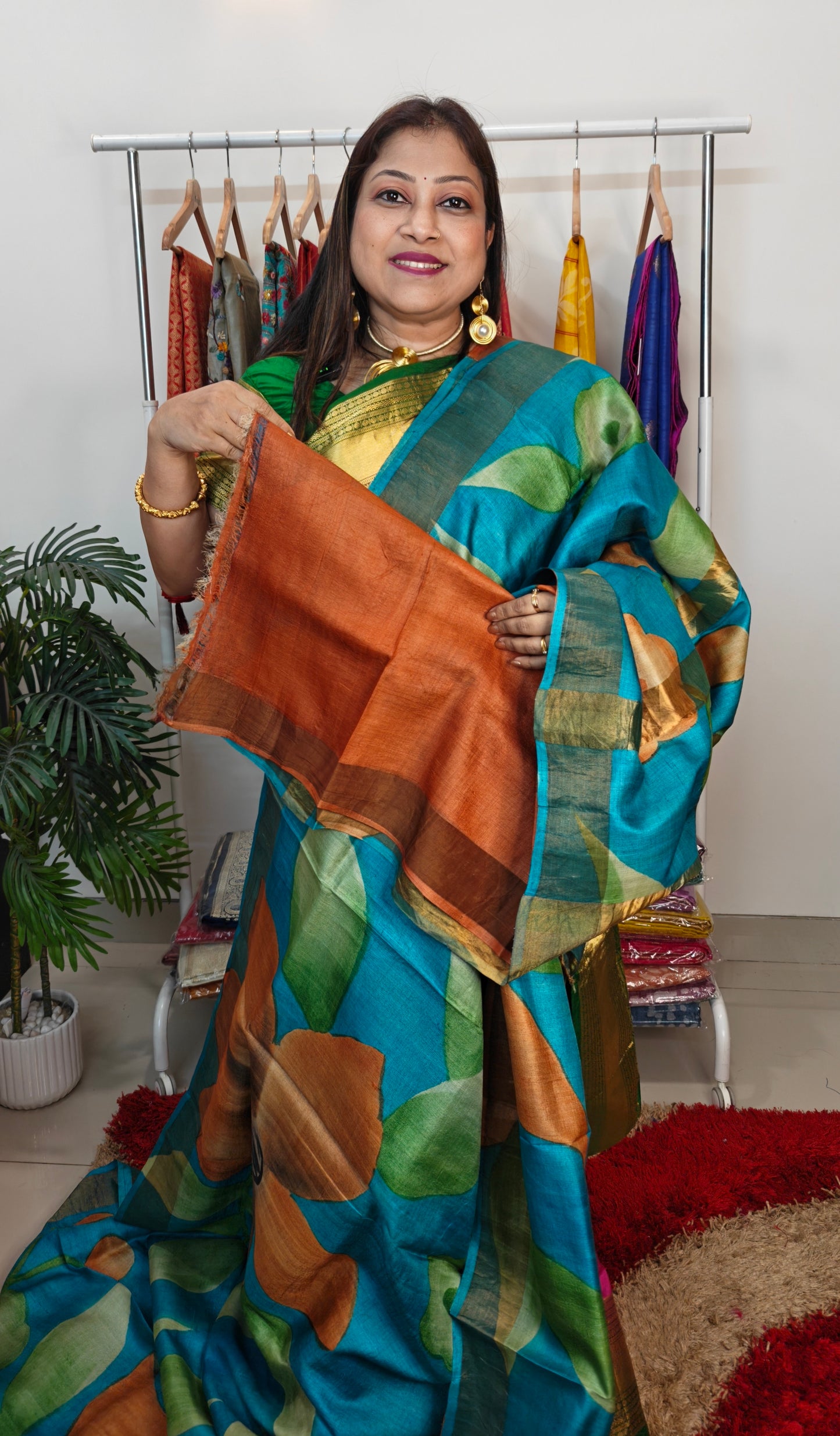 Pure Tussar Silk Hand-painted Saree