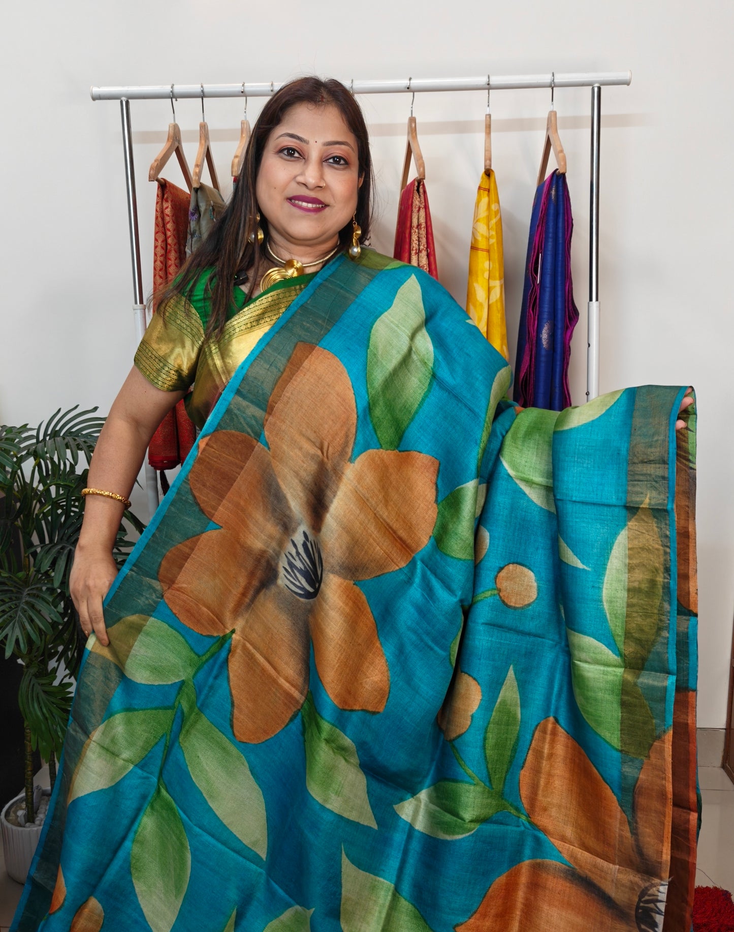 Pure Tussar Silk Hand-painted Saree