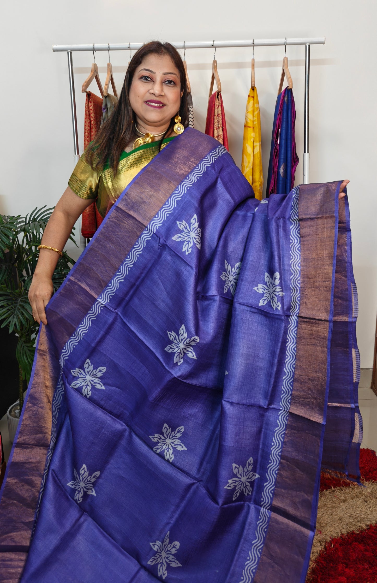 Pure Tussar Silk Hand blocked Saree