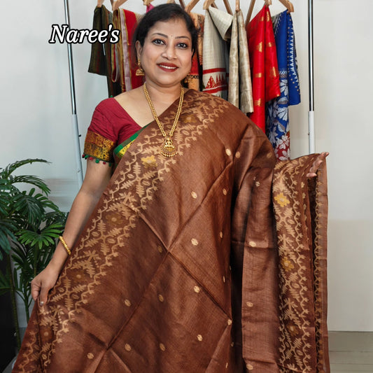 Pure Tussar Jamdani Saree – Karat Weave Elegance