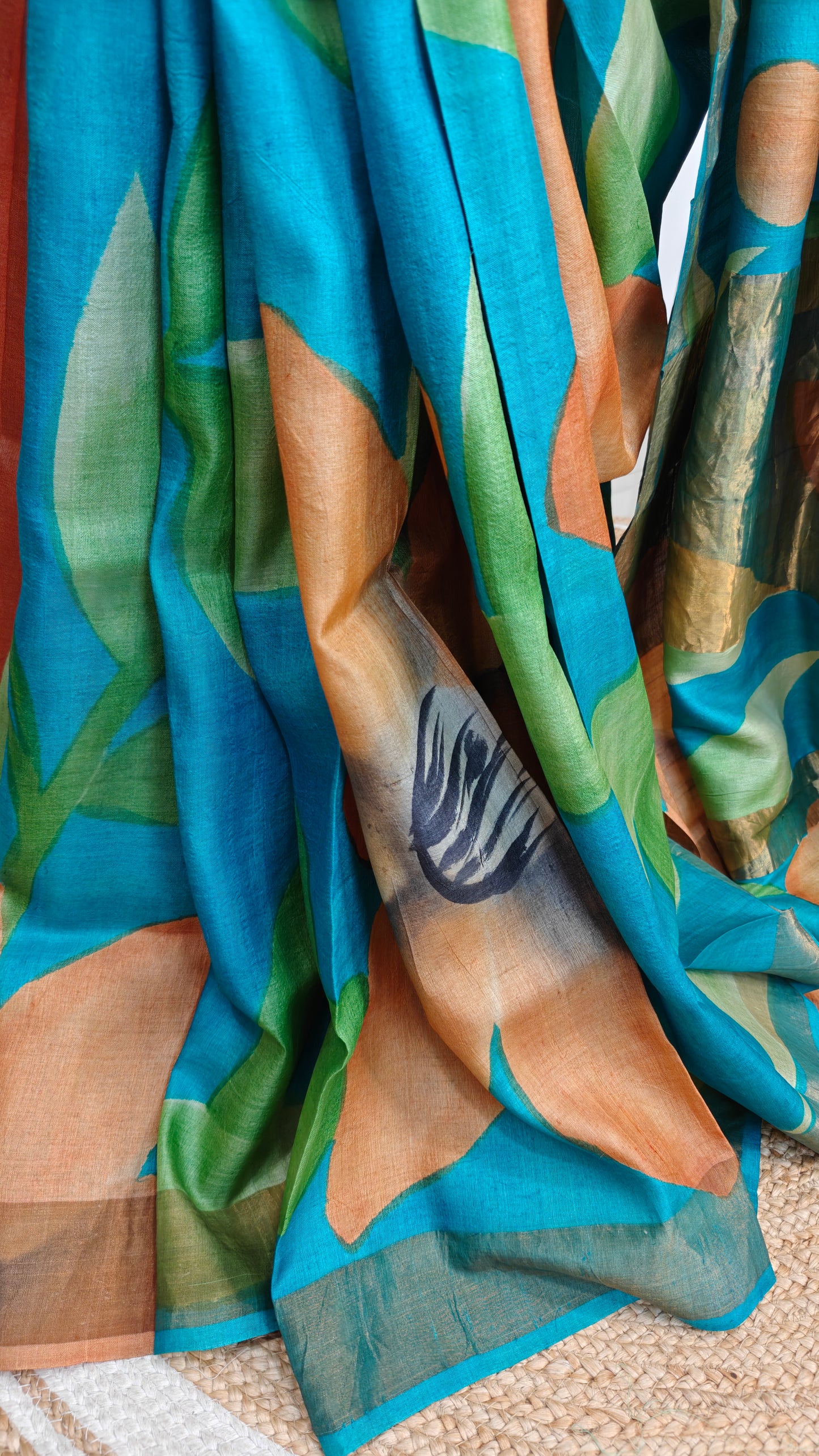 Pure Tussar Silk Hand-painted Saree