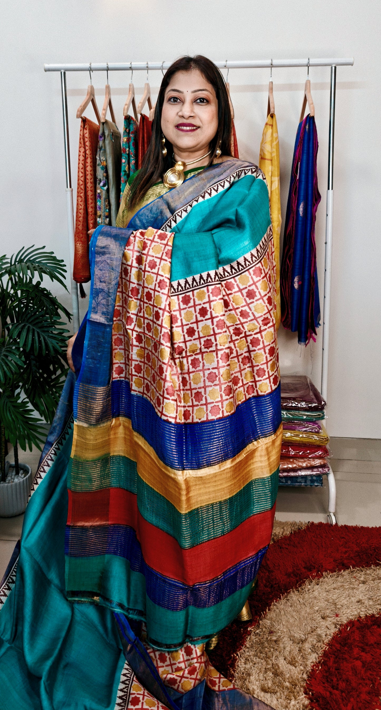 Pure Tussar Silk Hand-painted Saree