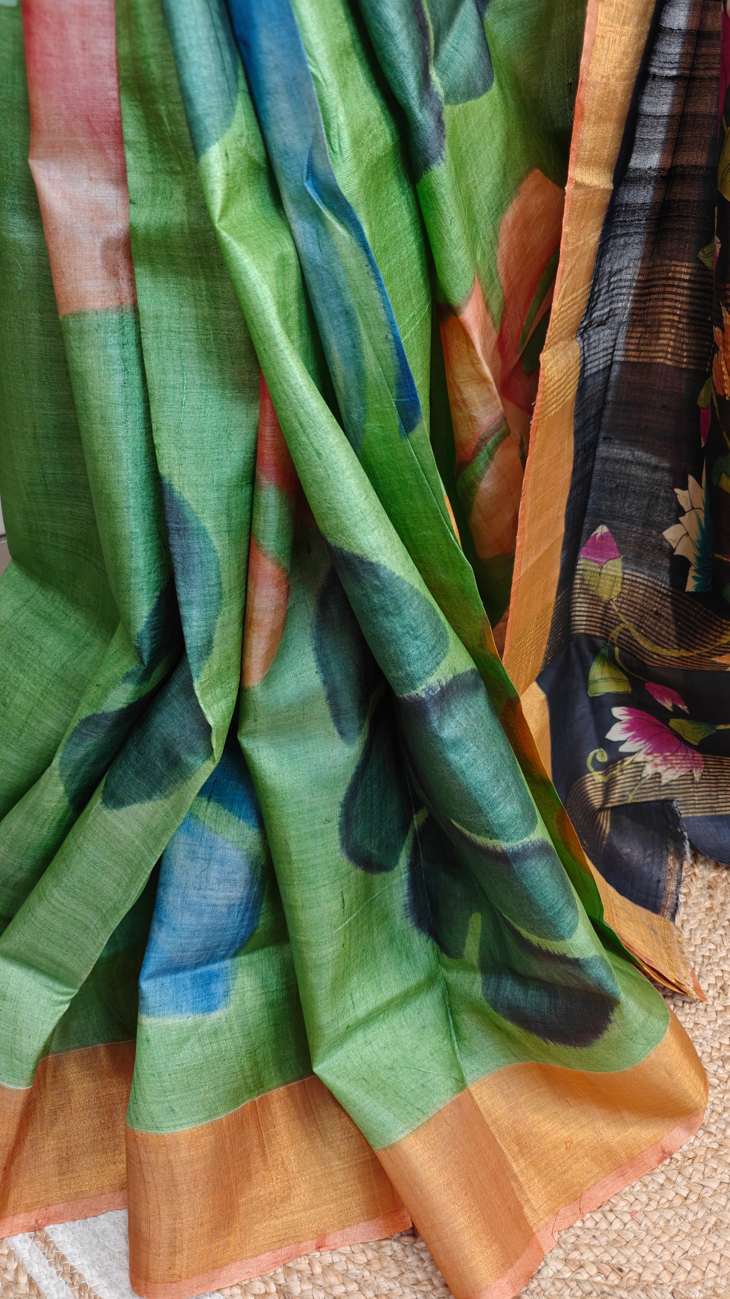 Pure Tussar Silk Hand-painted Saree