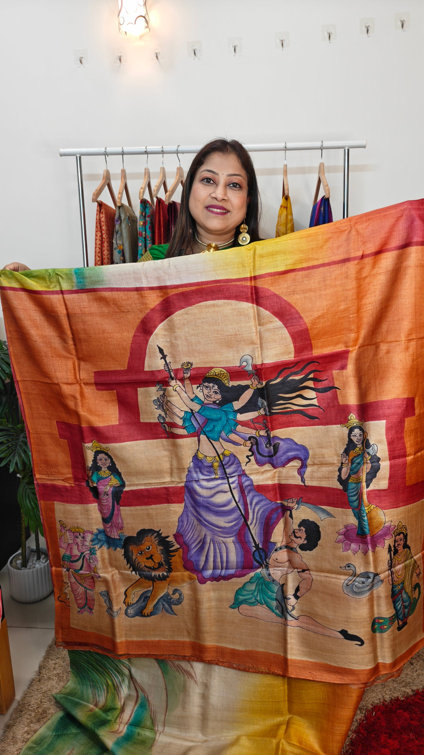 Sold out Pure Tussar Silk Hand-painted Saree