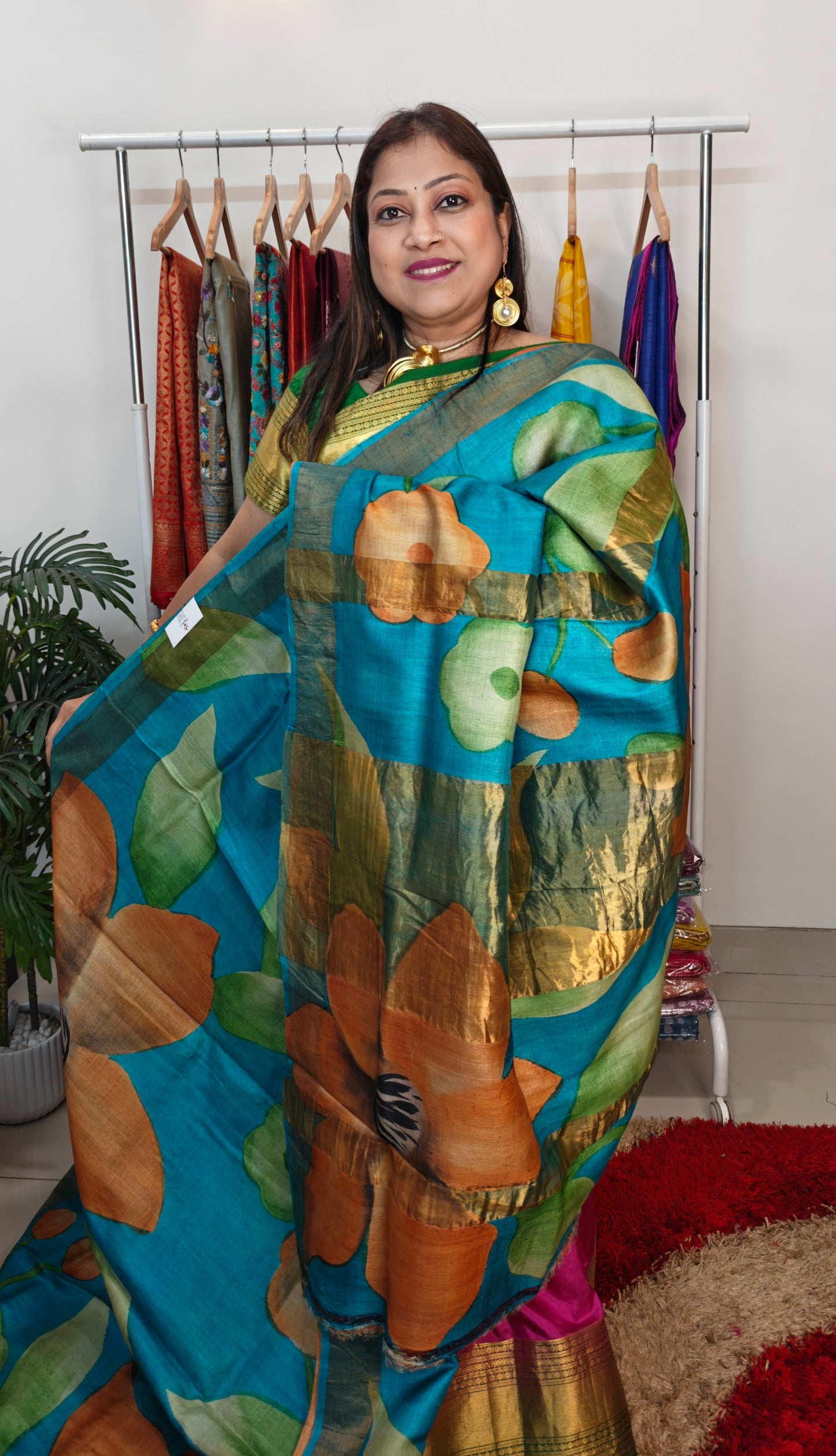 Pure Tussar Silk Hand-painted Saree