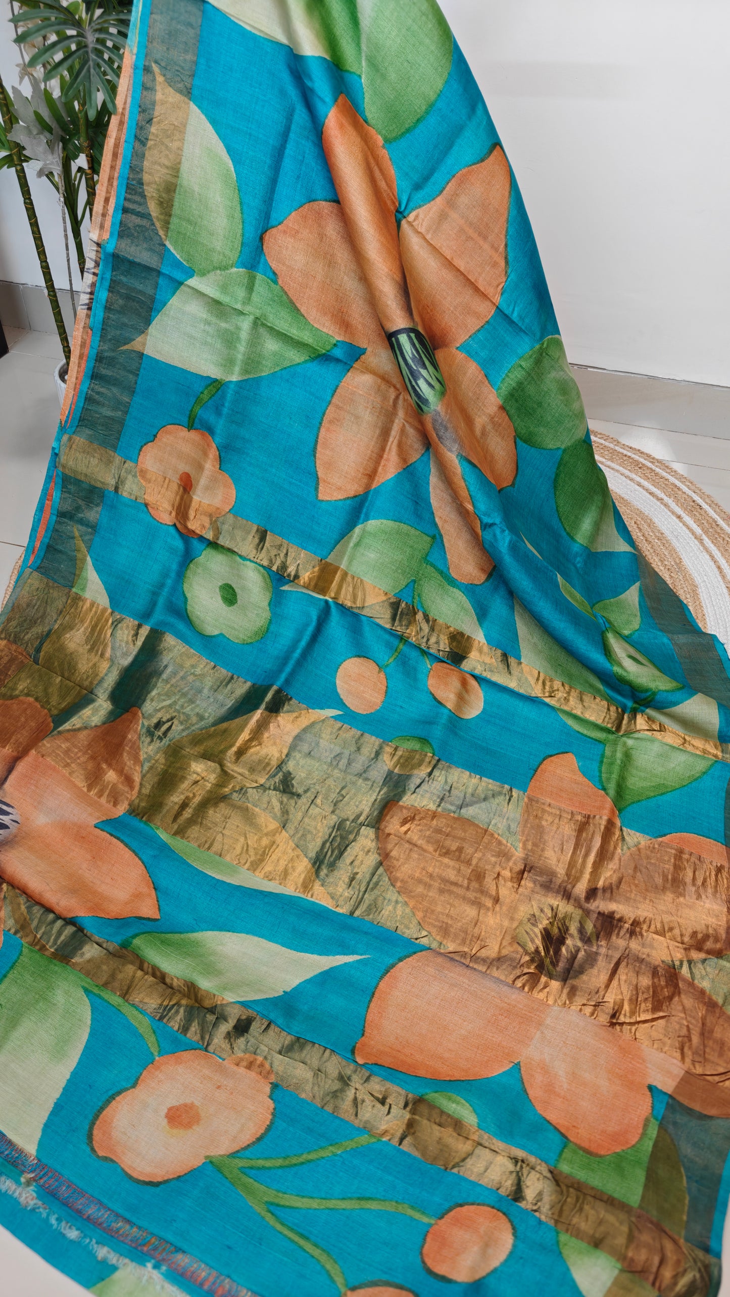 Pure Tussar Silk Hand-painted Saree