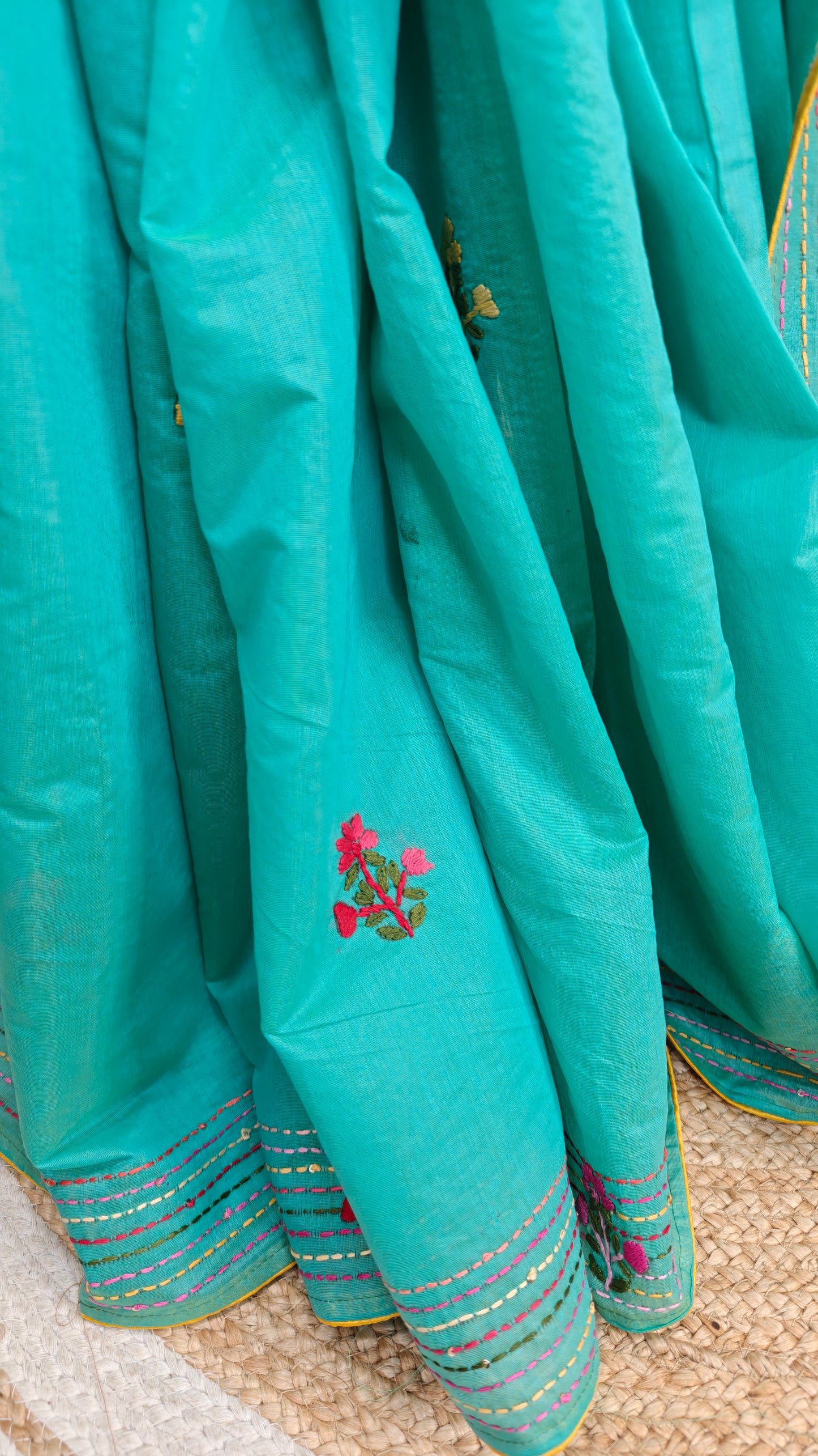 Handloom Silk Saree with Parsi Bullion handwork