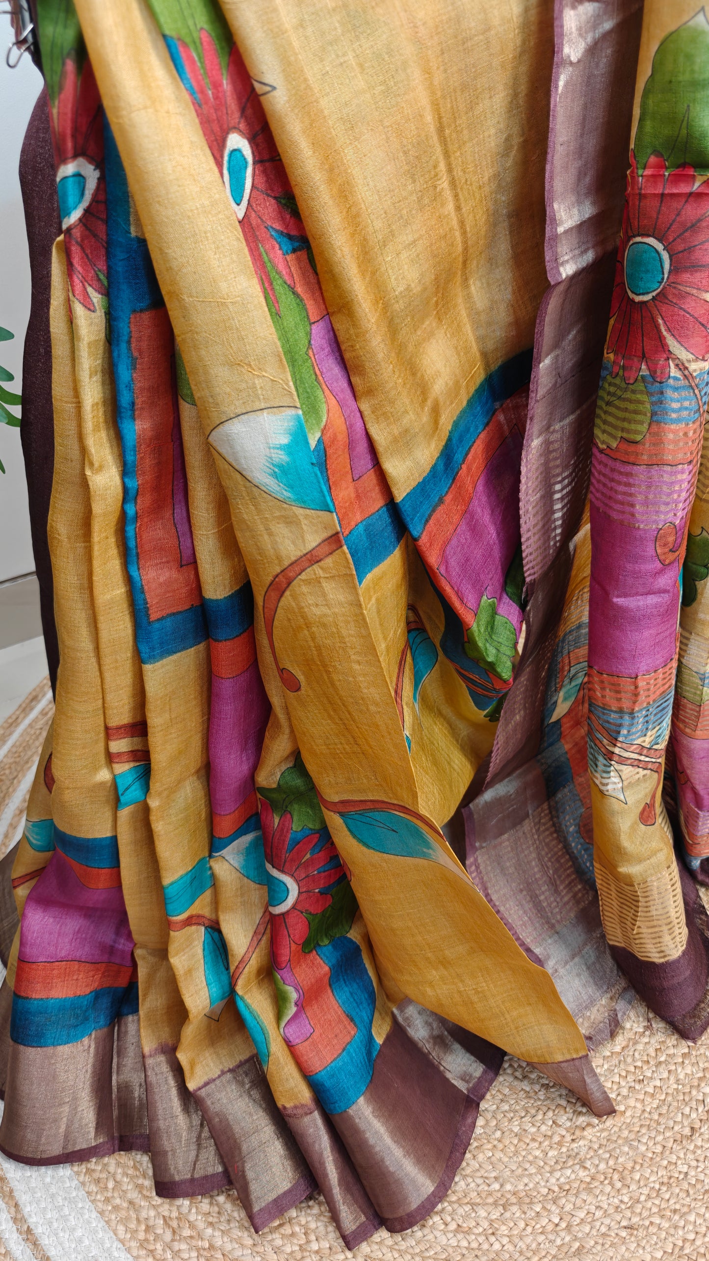 Pure Tussar Silk Hand-painted Saree