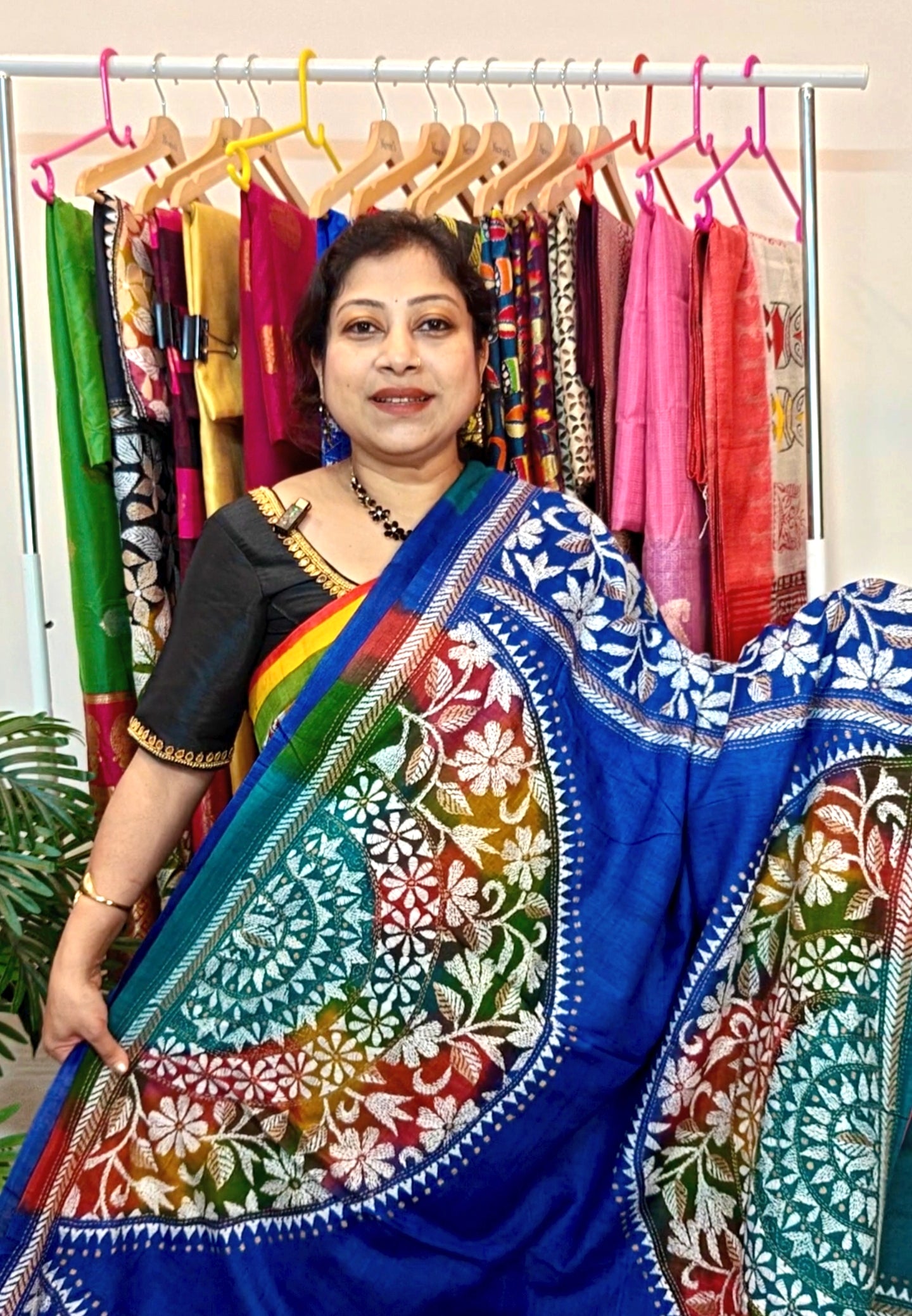 Pure Tussar Kanthastitch Saree – Jewellery motif festive Saree