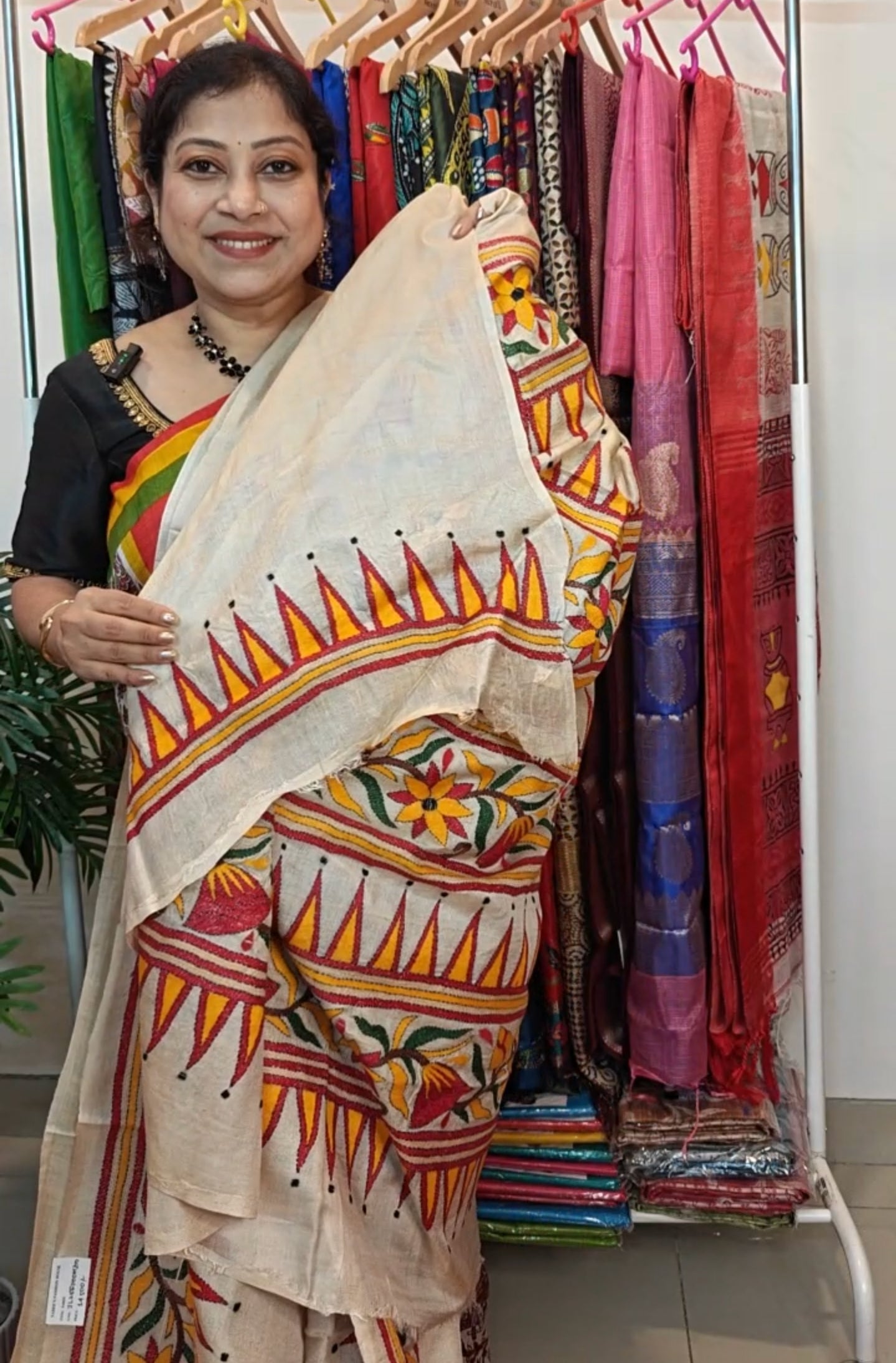 Pure Tussar Gachi Silk Kantha Saree – A Tussar Elegance