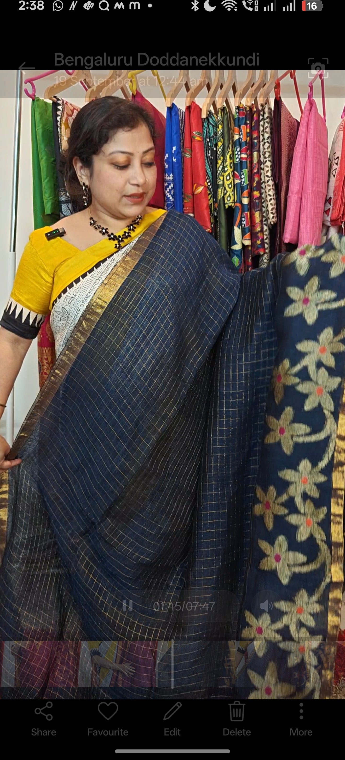 Handwoven Linen Jamdani Saree with Zari Check work