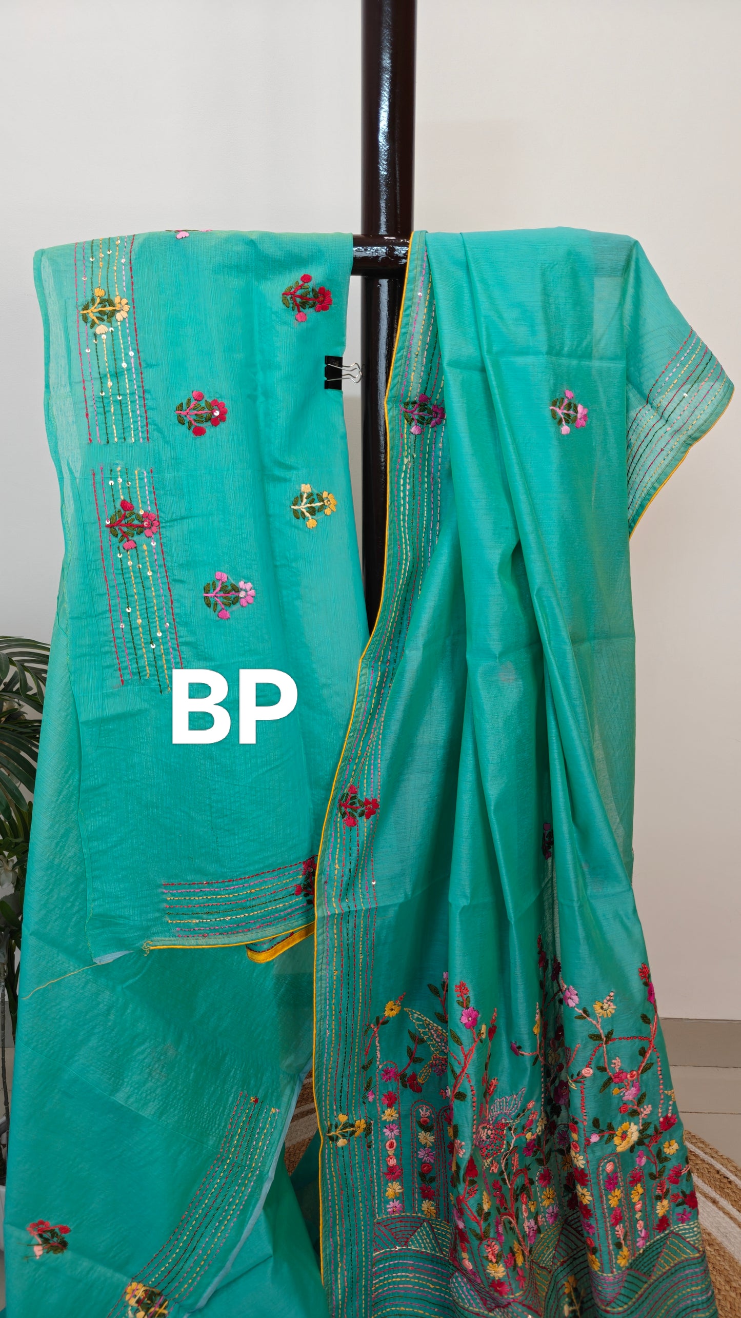 Handloom Silk Saree with Parsi Bullion handwork
