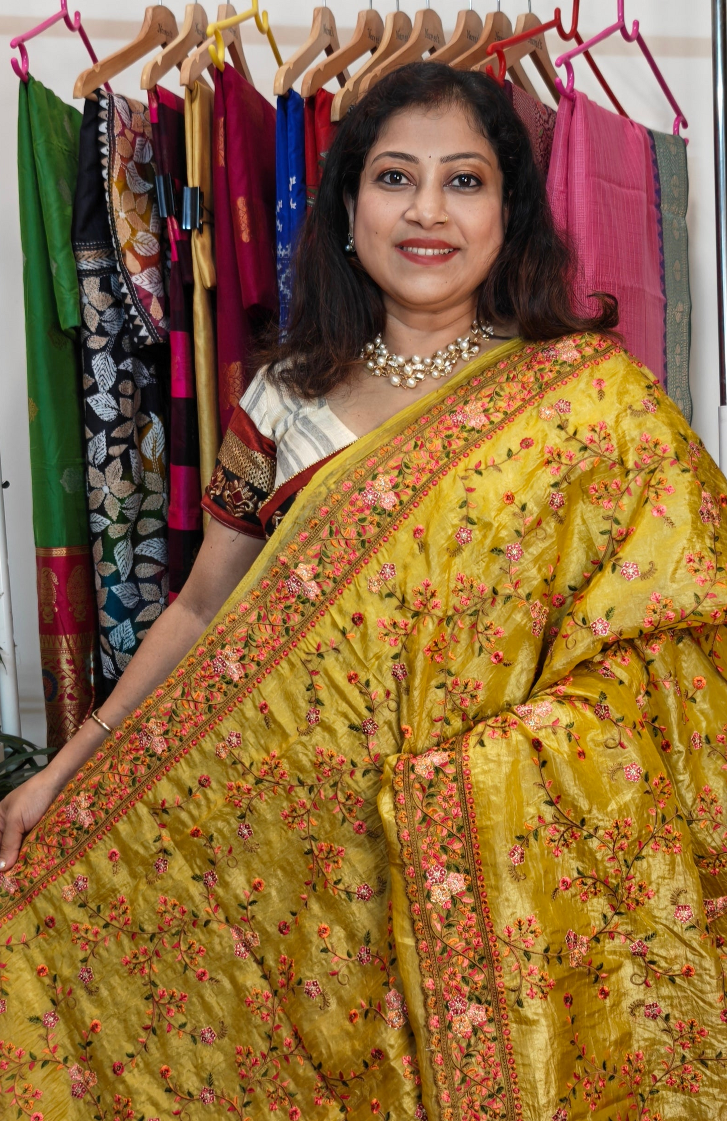 Glass Tissue Embroidered Saree-Light Mustard Yellow Glow for Your Special Day