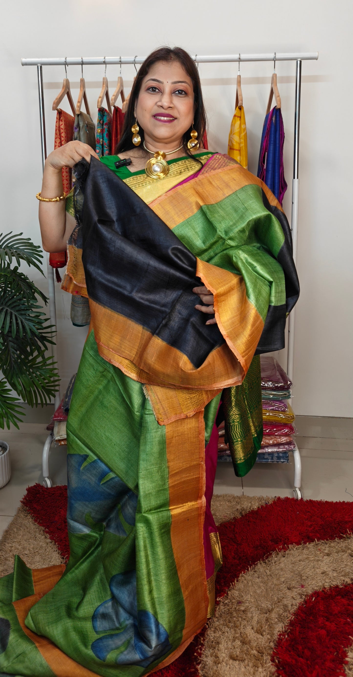 Pure Tussar Silk Hand-painted Saree