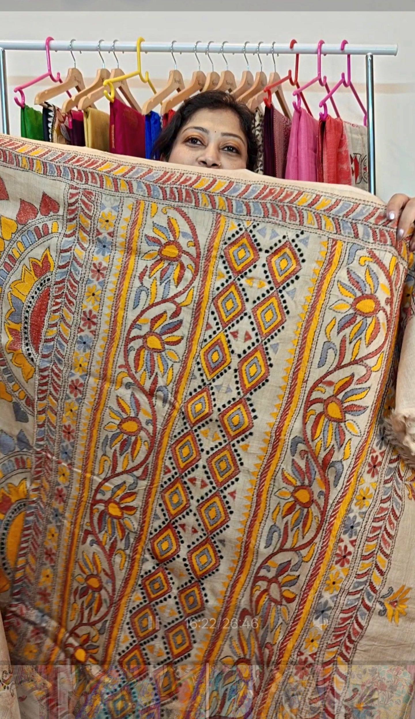 Pure Tussar Silk Kantha Stitch Saree – Regal Threads of Tradition