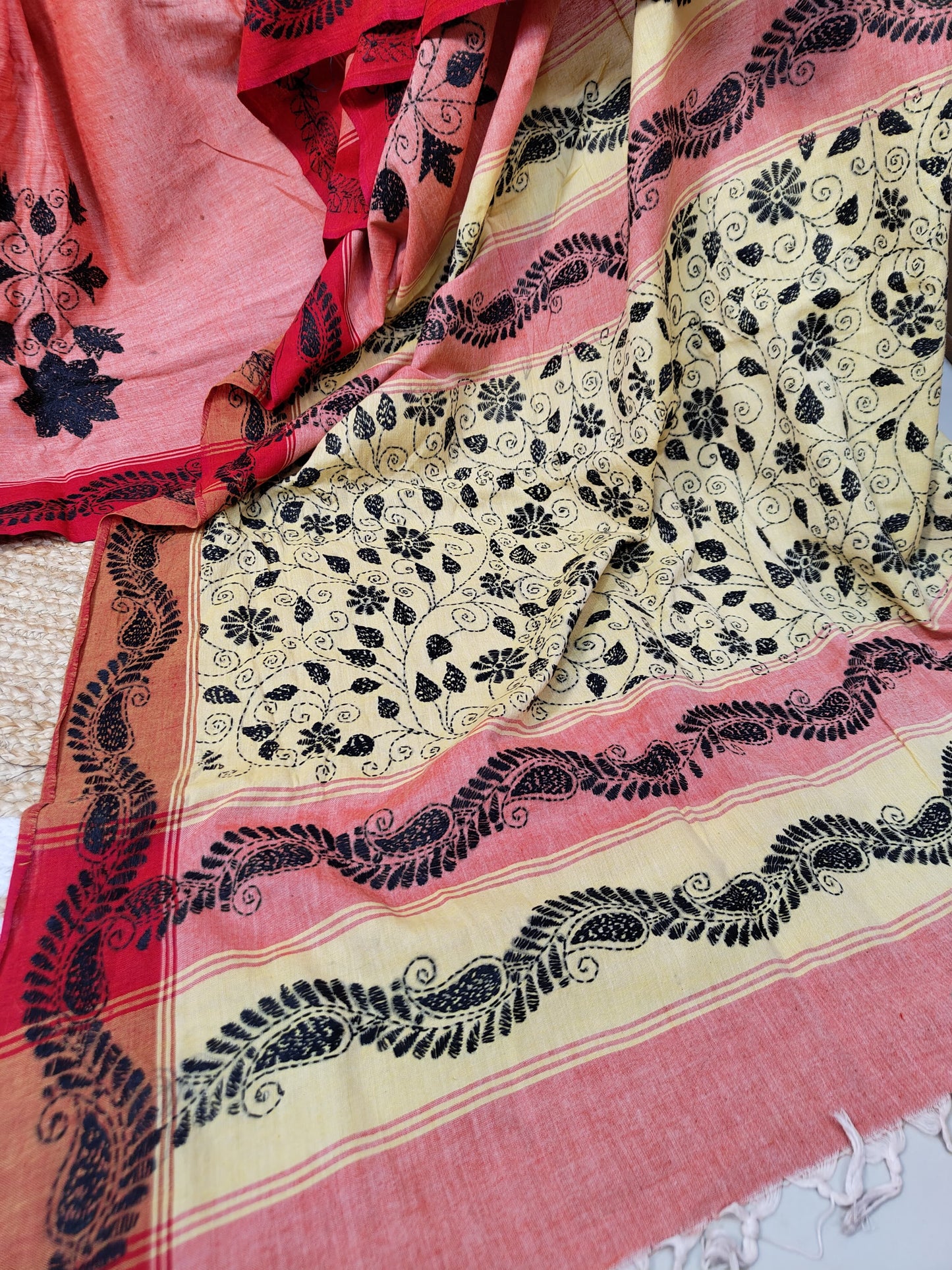 Pure Khadi cotton kantha Saree- A Blend of Elegance and Comfort