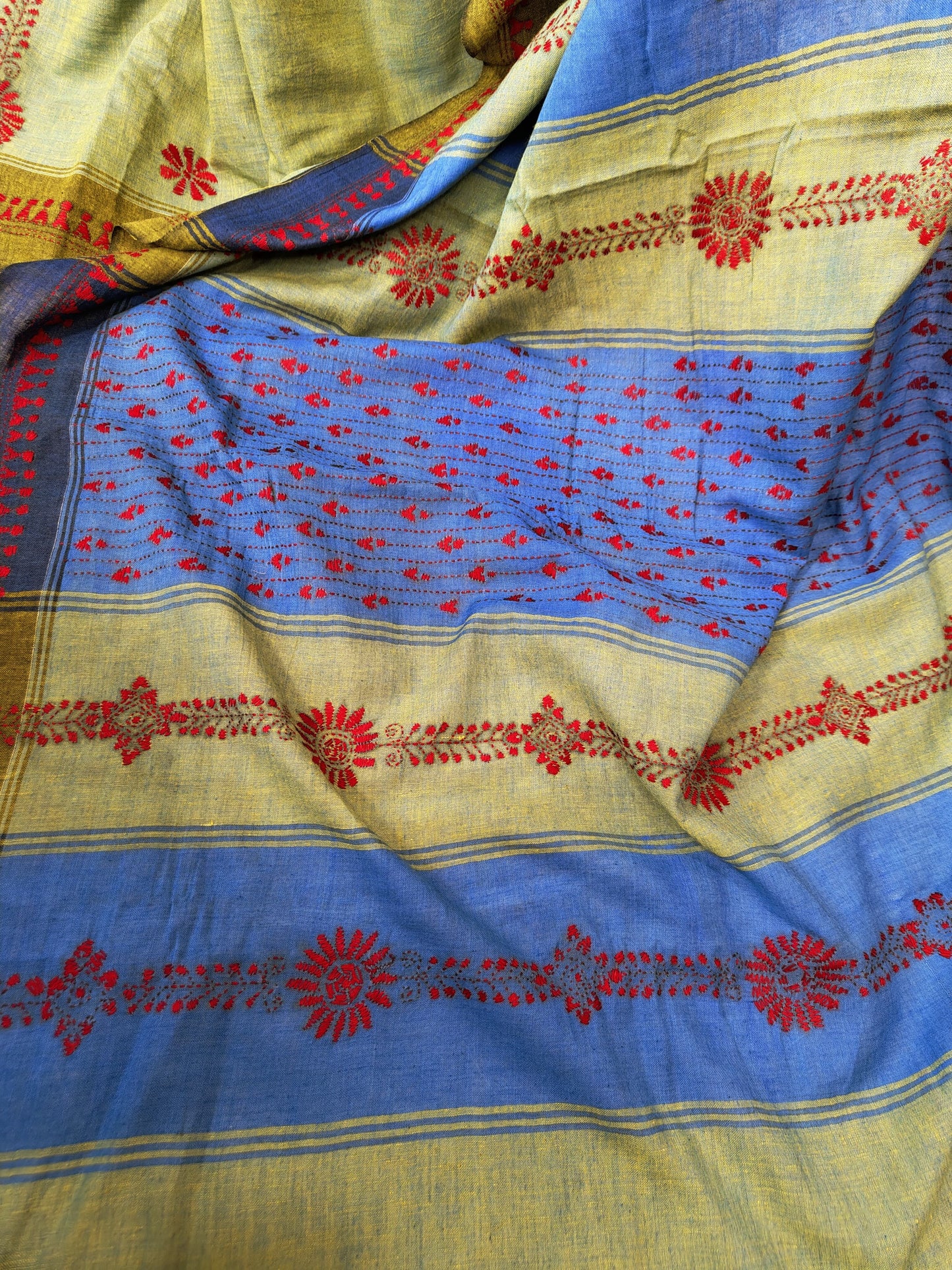 Sold out Pure Khadi Cotton Kantha Saree – A Heritage of Elegance