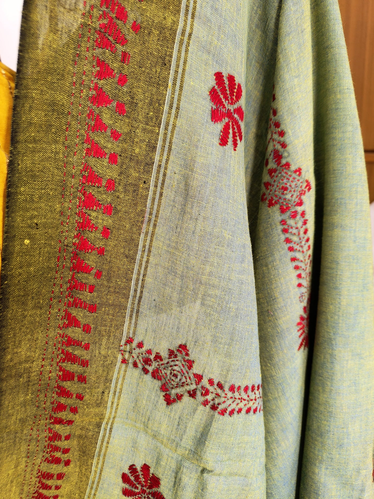 Sold out Pure Khadi Cotton Kantha Saree – A Heritage of Elegance