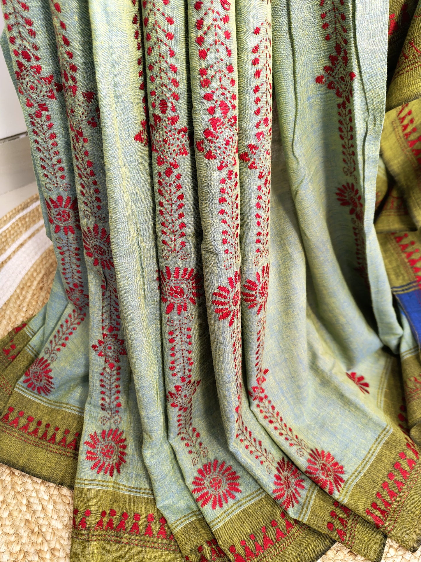 Sold out Pure Khadi Cotton Kantha Saree – A Heritage of Elegance