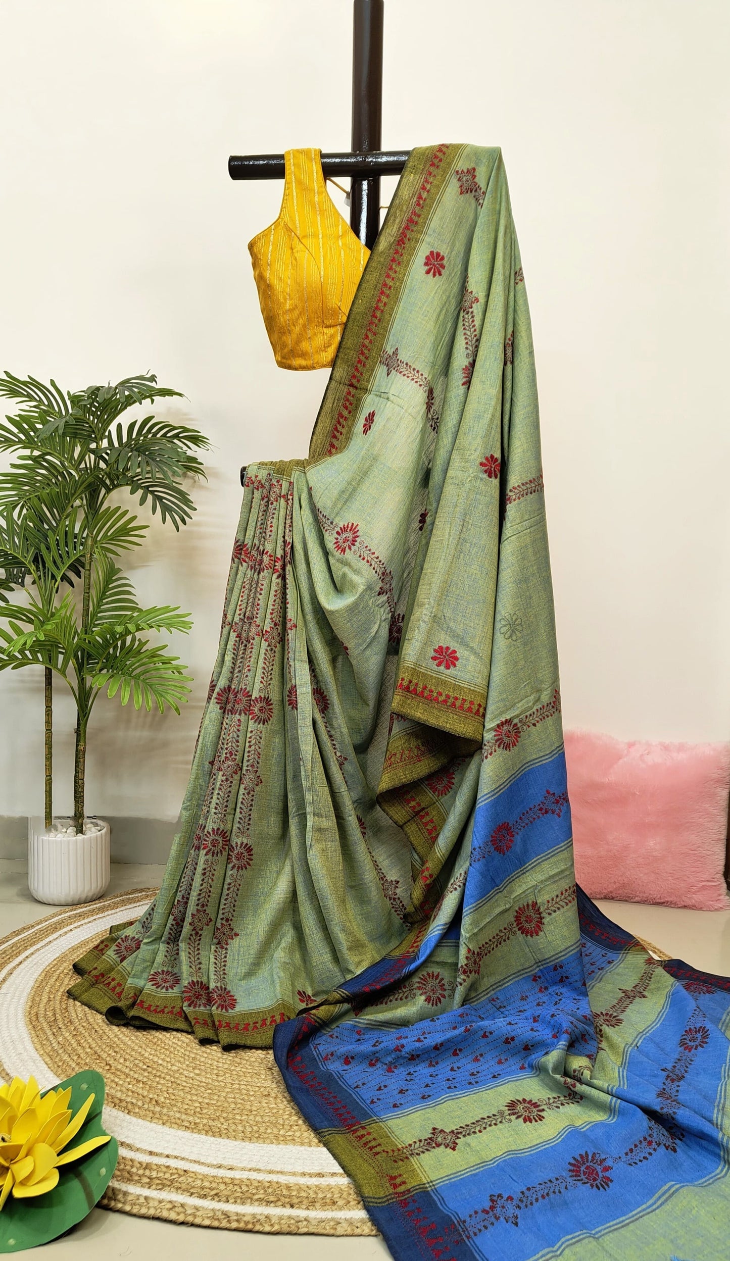 Sold out Pure Khadi Cotton Kantha Saree – A Heritage of Elegance