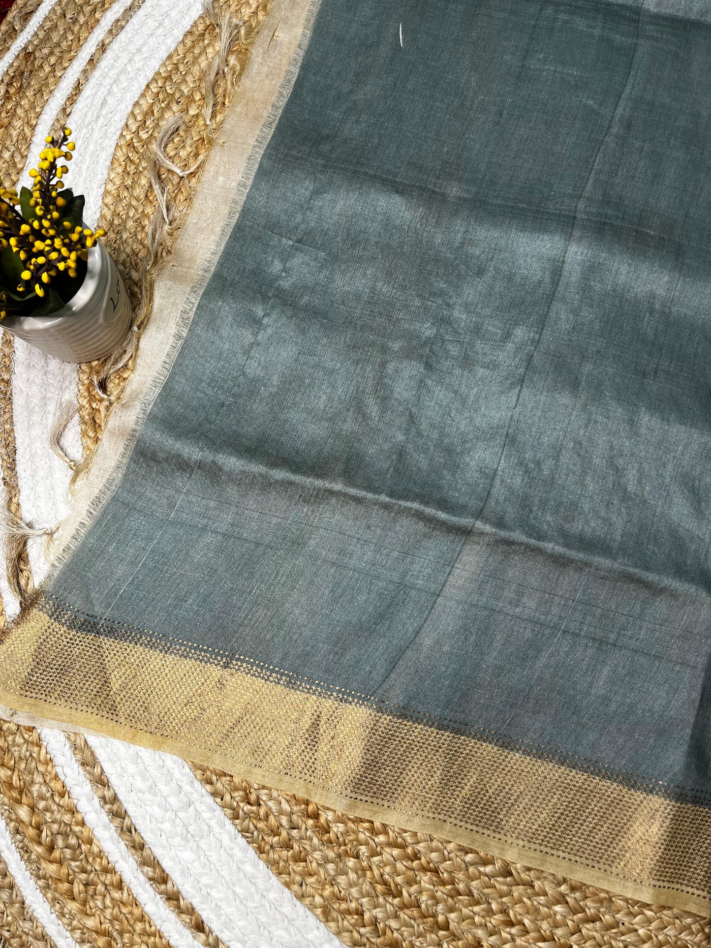 Sold out Pure Tussar Silk Hand-Painted Kalahasti Kalamkari and Kantha Saree-Sold in Bangalore- Sold in Bangalore